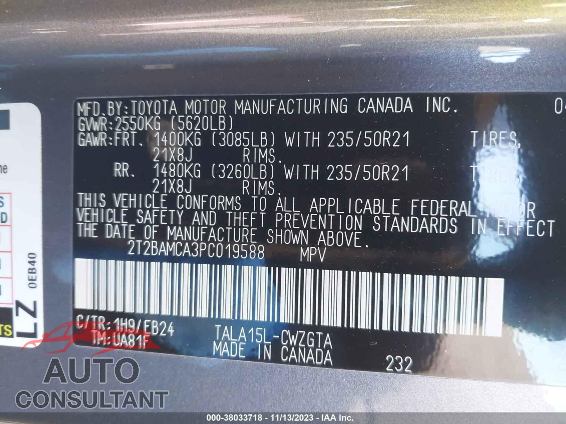 LEXUS RX 2023 - 2T2BAMCA3PC019588