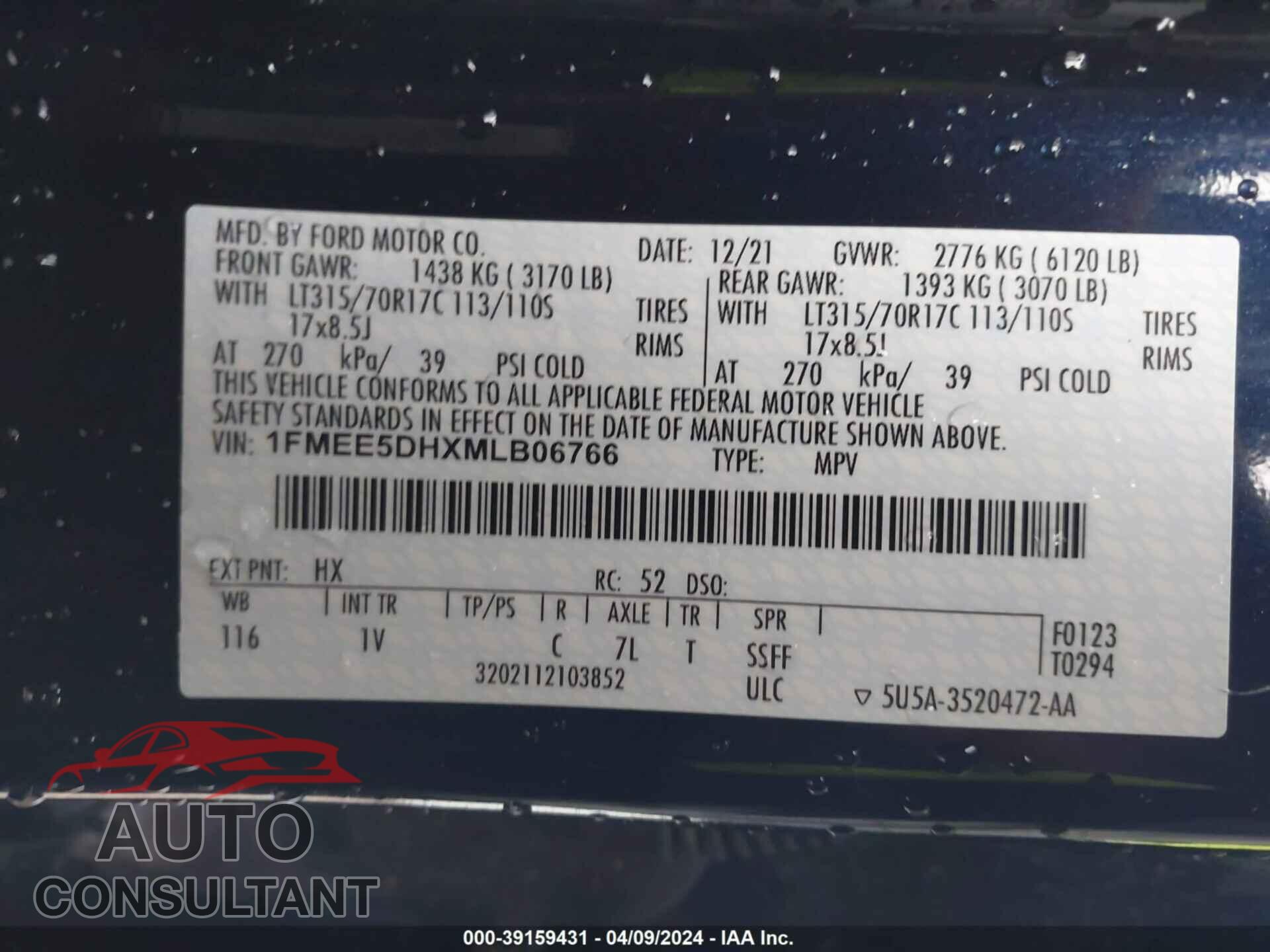 FORD BRONCO 2021 - 1FMEE5DHXMLB06766