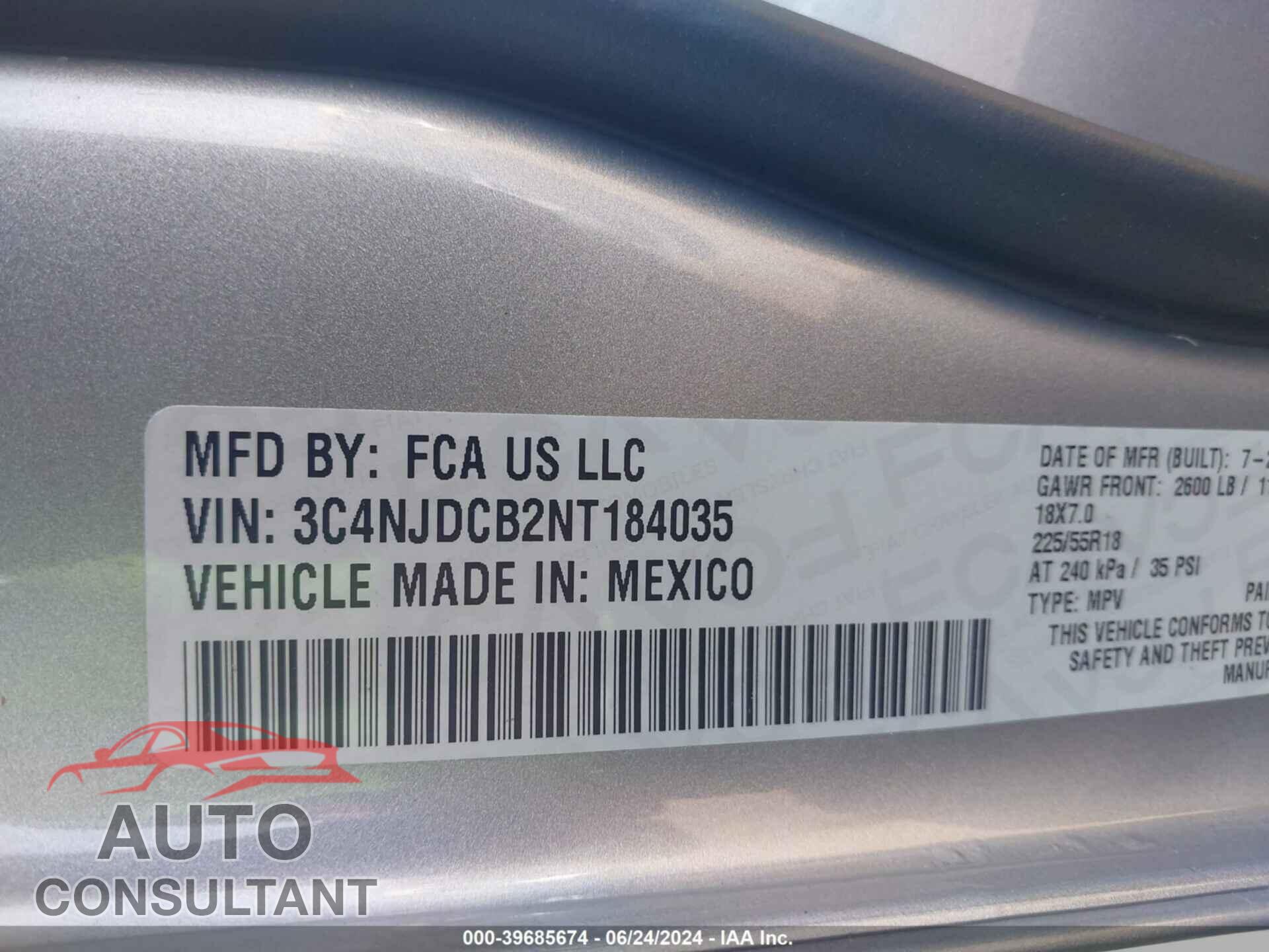 JEEP COMPASS 2022 - 3C4NJDCB2NT184035