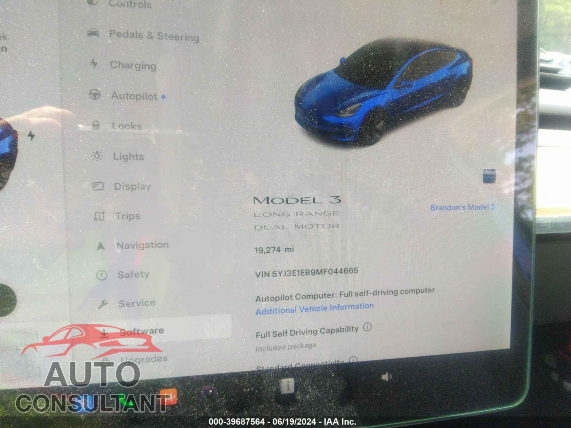 TESLA MODEL 3 2021 - 5YJ3E1EB9MF044665