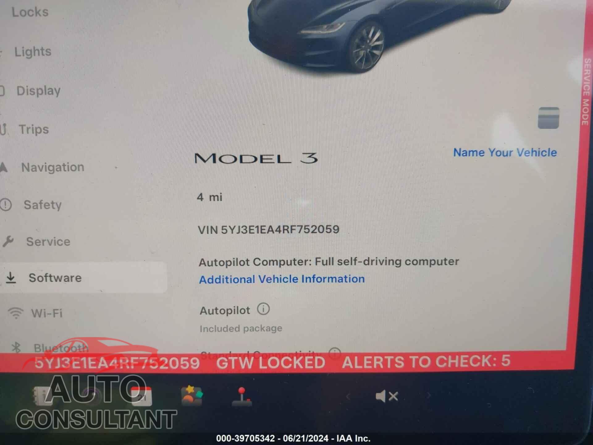 TESLA MODEL 3 2024 - 5YJ3E1EA4RF752059