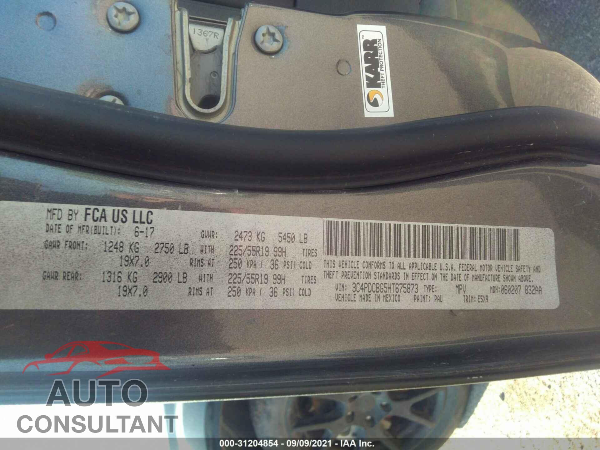 DODGE JOURNEY 2017 - 3C4PDCBG5HT675873