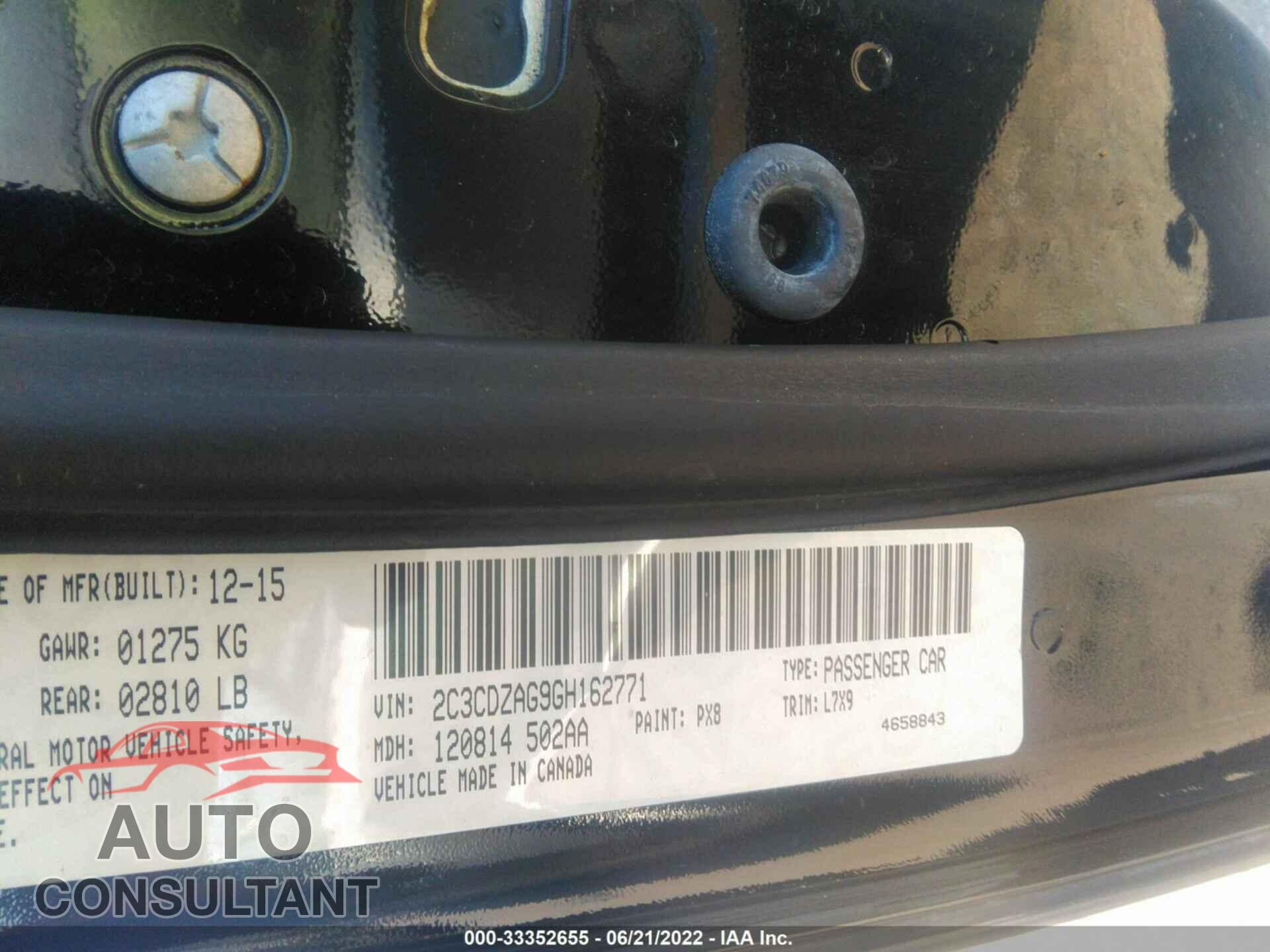 DODGE CHALLENGER 2016 - 2C3CDZAG9GH162771