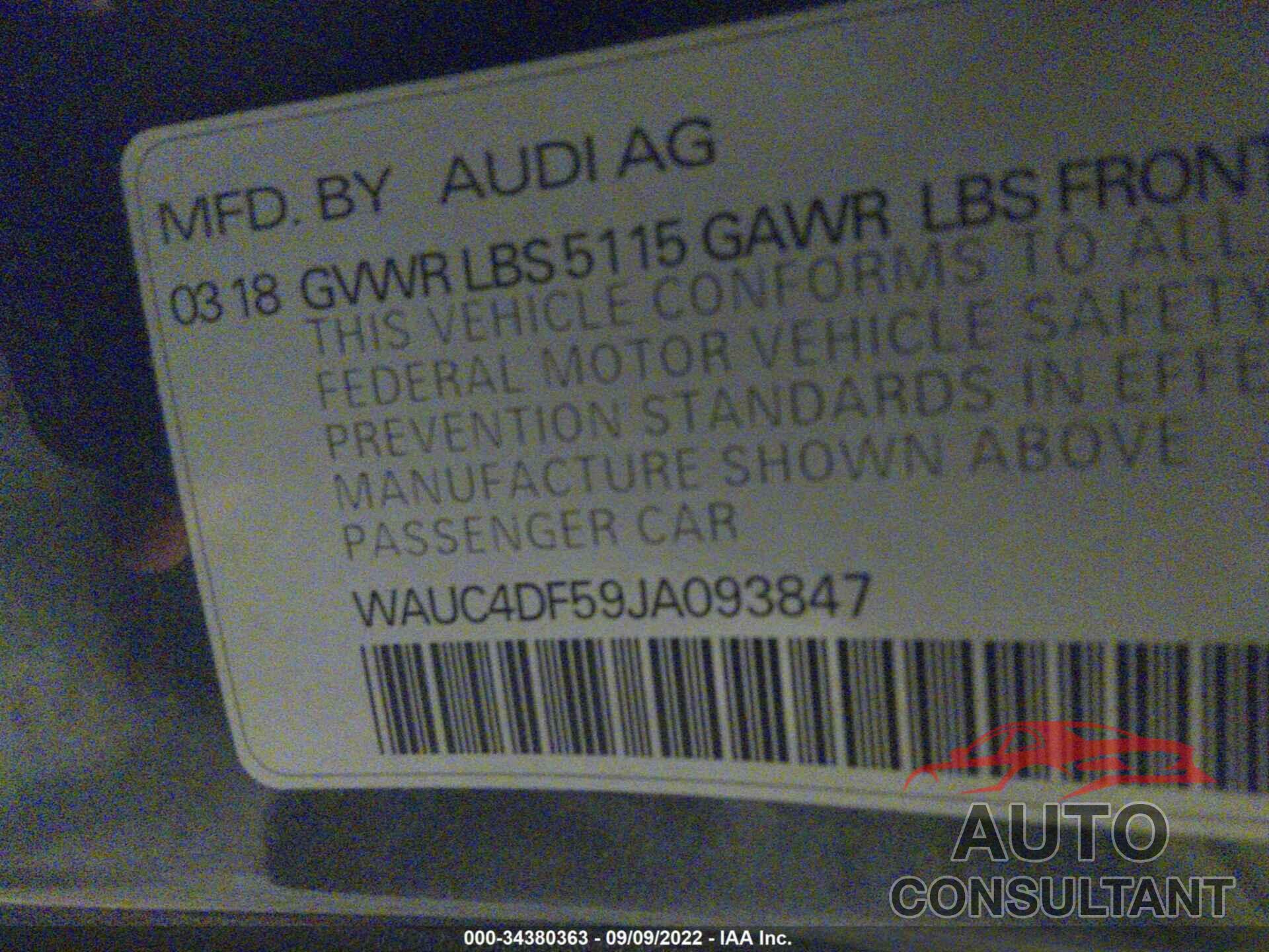 AUDI S5 SPORTBACK 2018 - WAUC4DF59JA093847