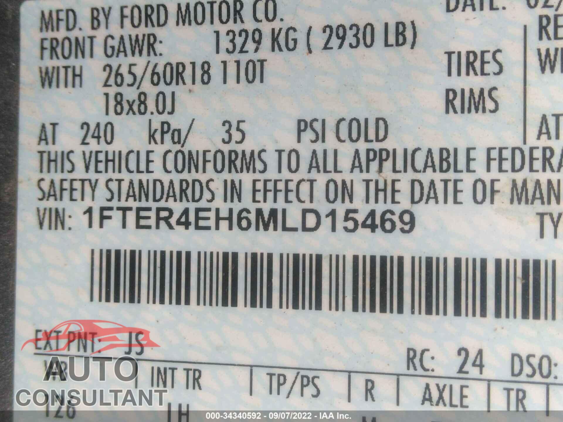 FORD RANGER 2021 - 1FTER4EH6MLD15469