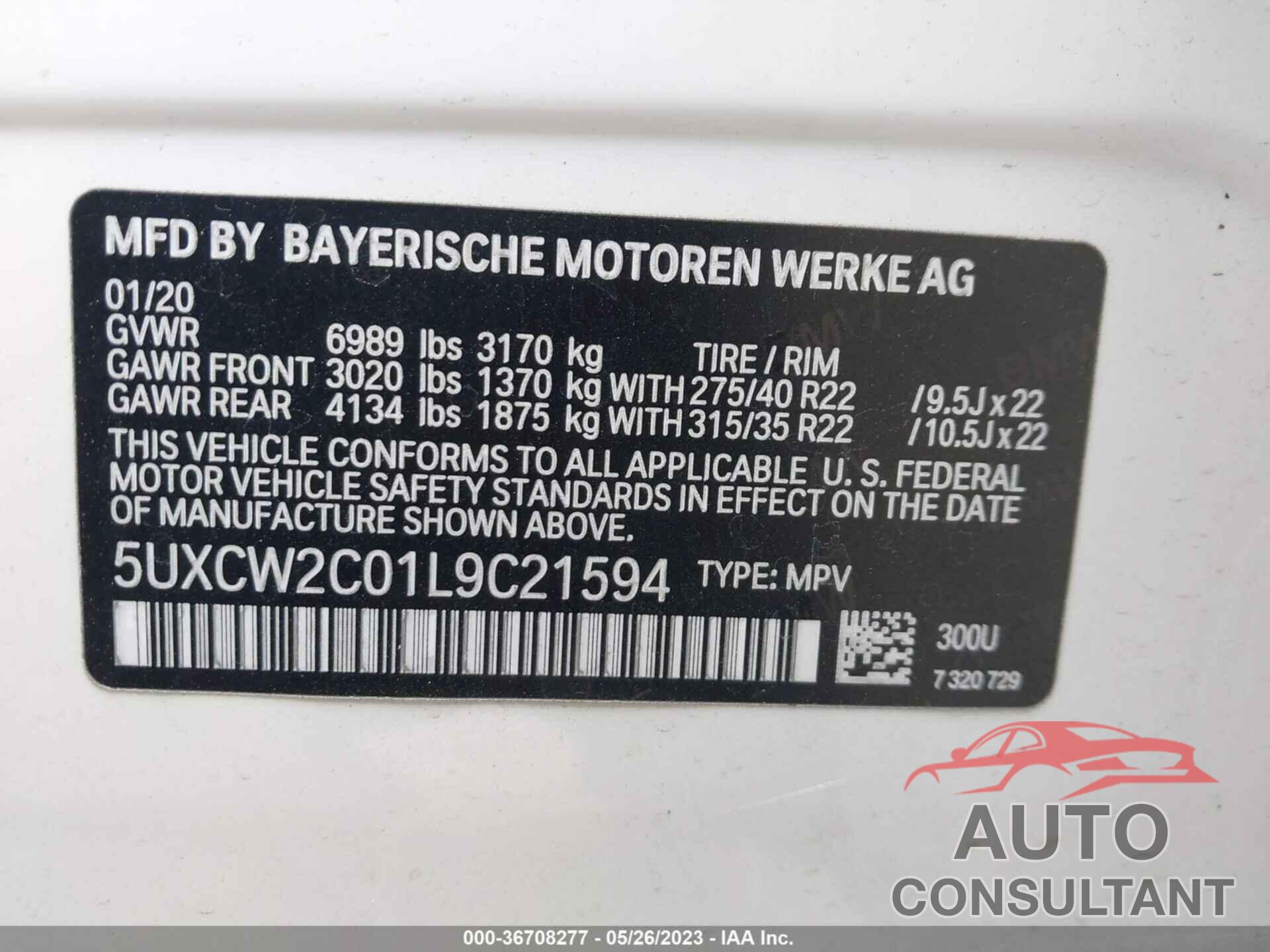 BMW X7 2020 - 5UXCW2C01L9C21594