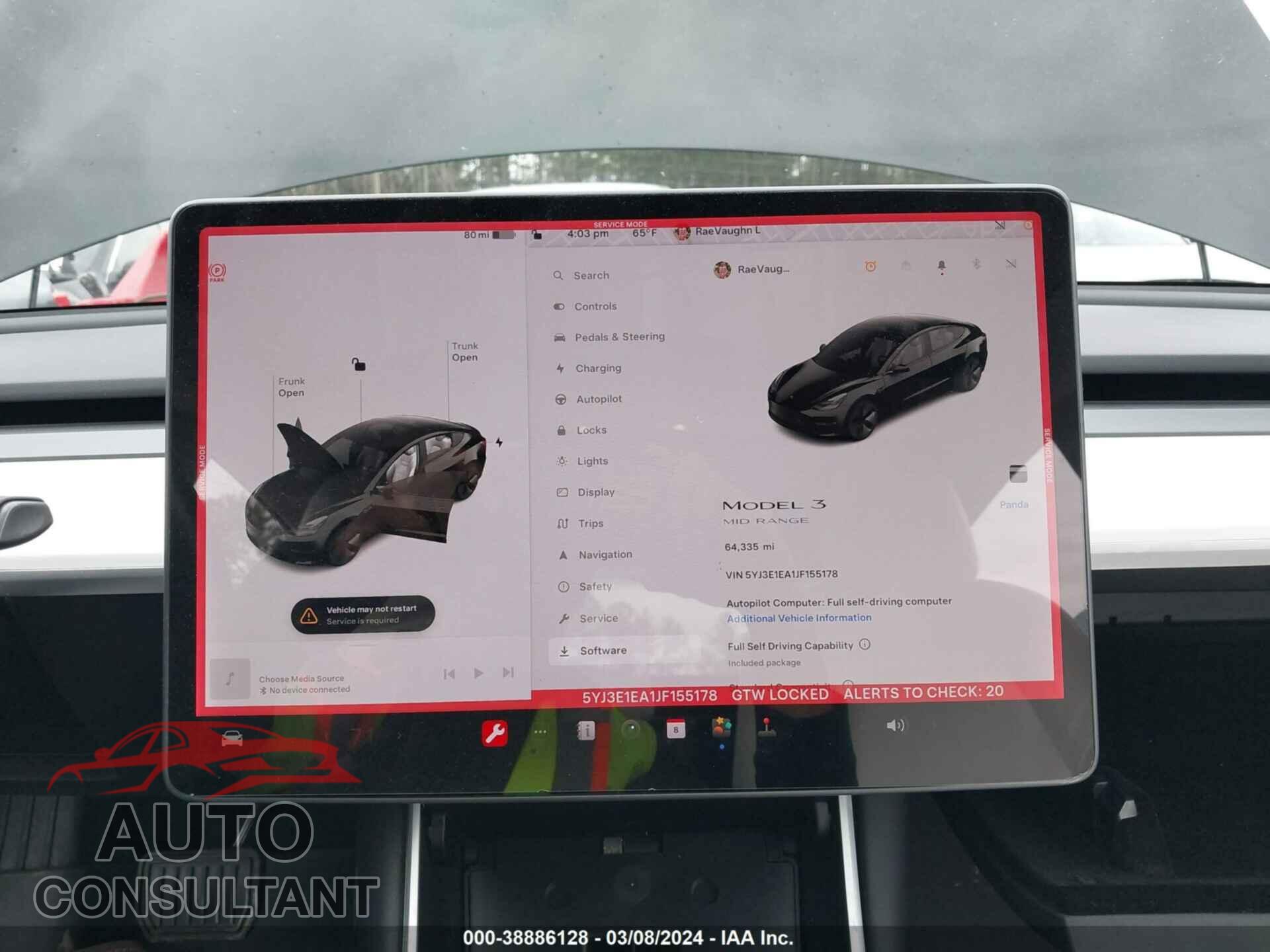 TESLA MODEL 3 2018 - 5YJ3E1EA1JF155178