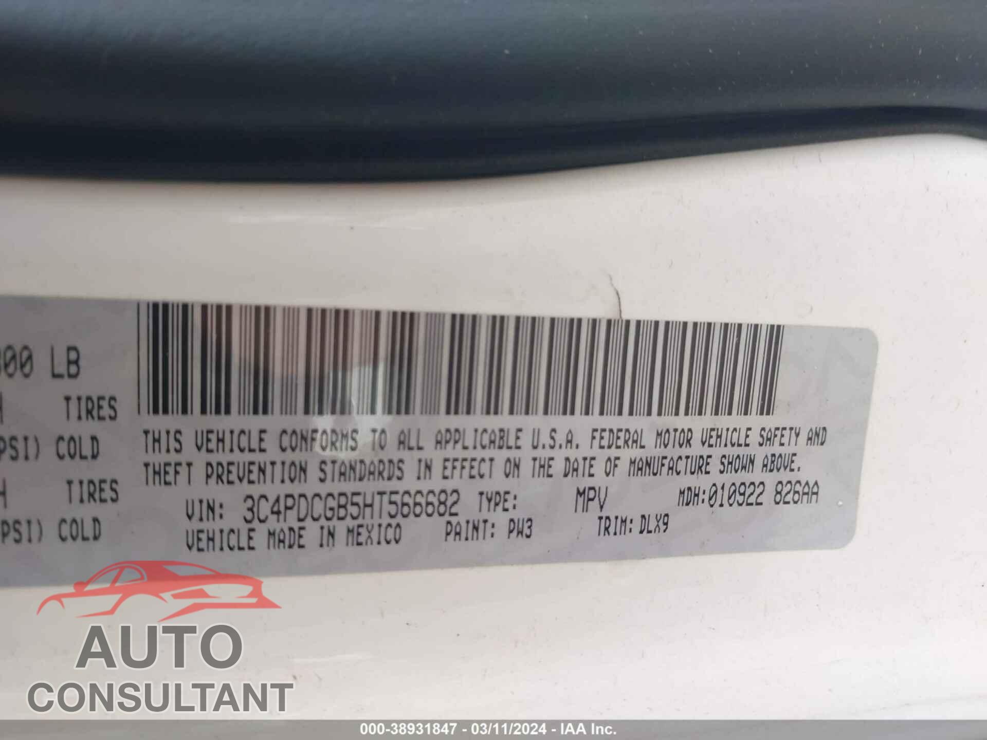 DODGE JOURNEY 2017 - 3C4PDCGB5HT566682