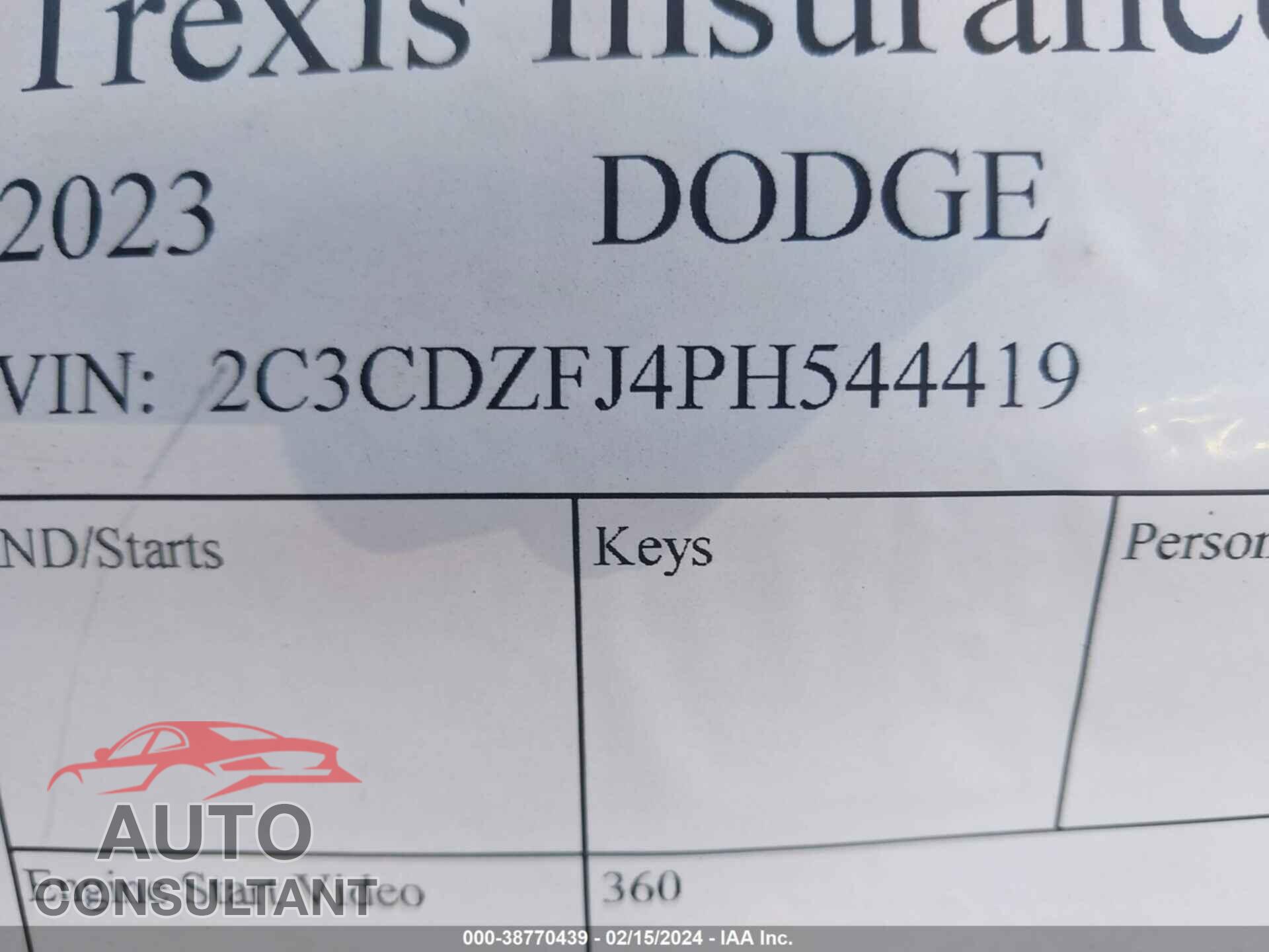 DODGE CHALLENGER 2023 - 2C3CDZFJ4PH544419