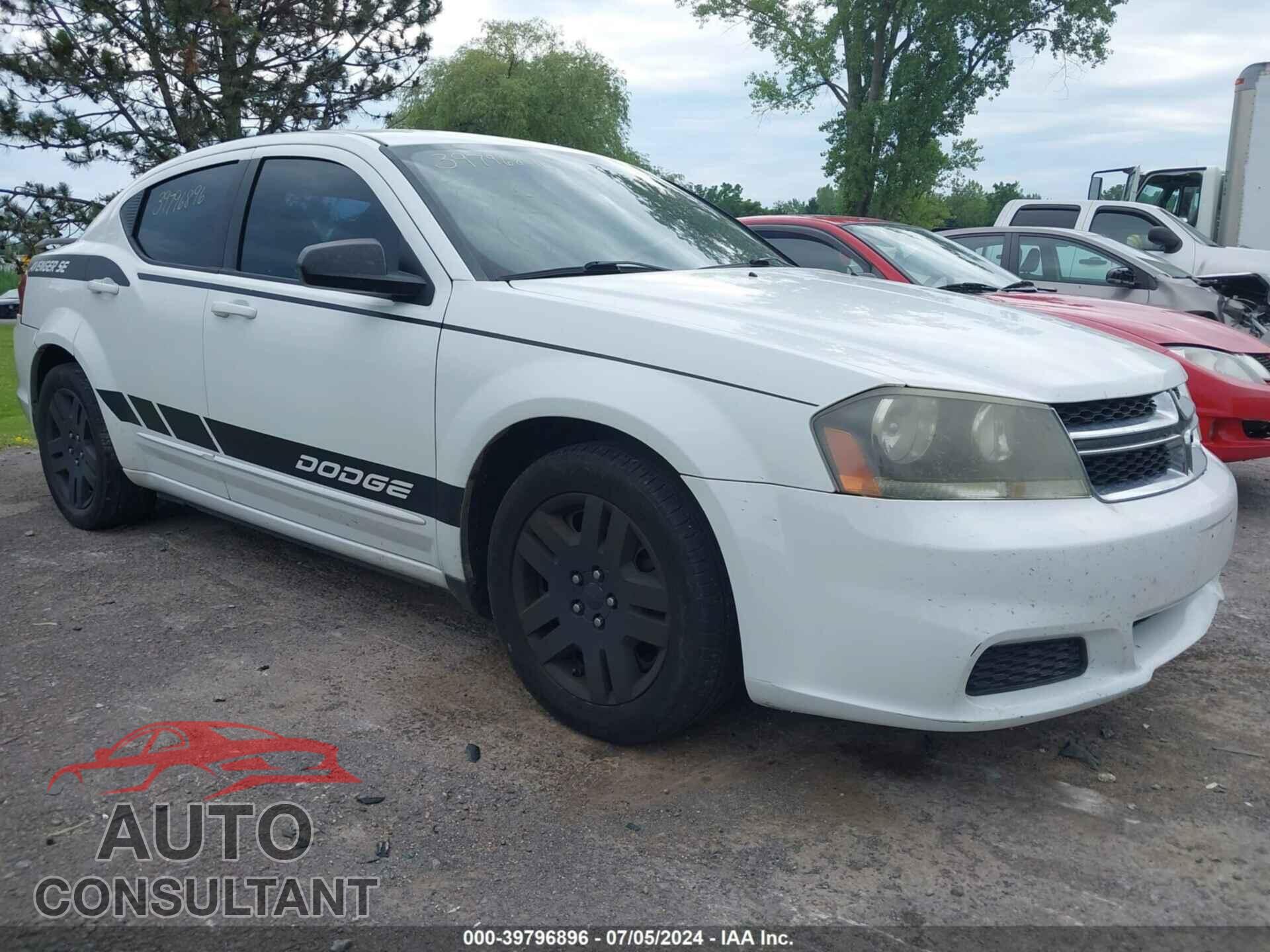 DODGE AVENGER 2012 - 1C3CDZAG4CN309256