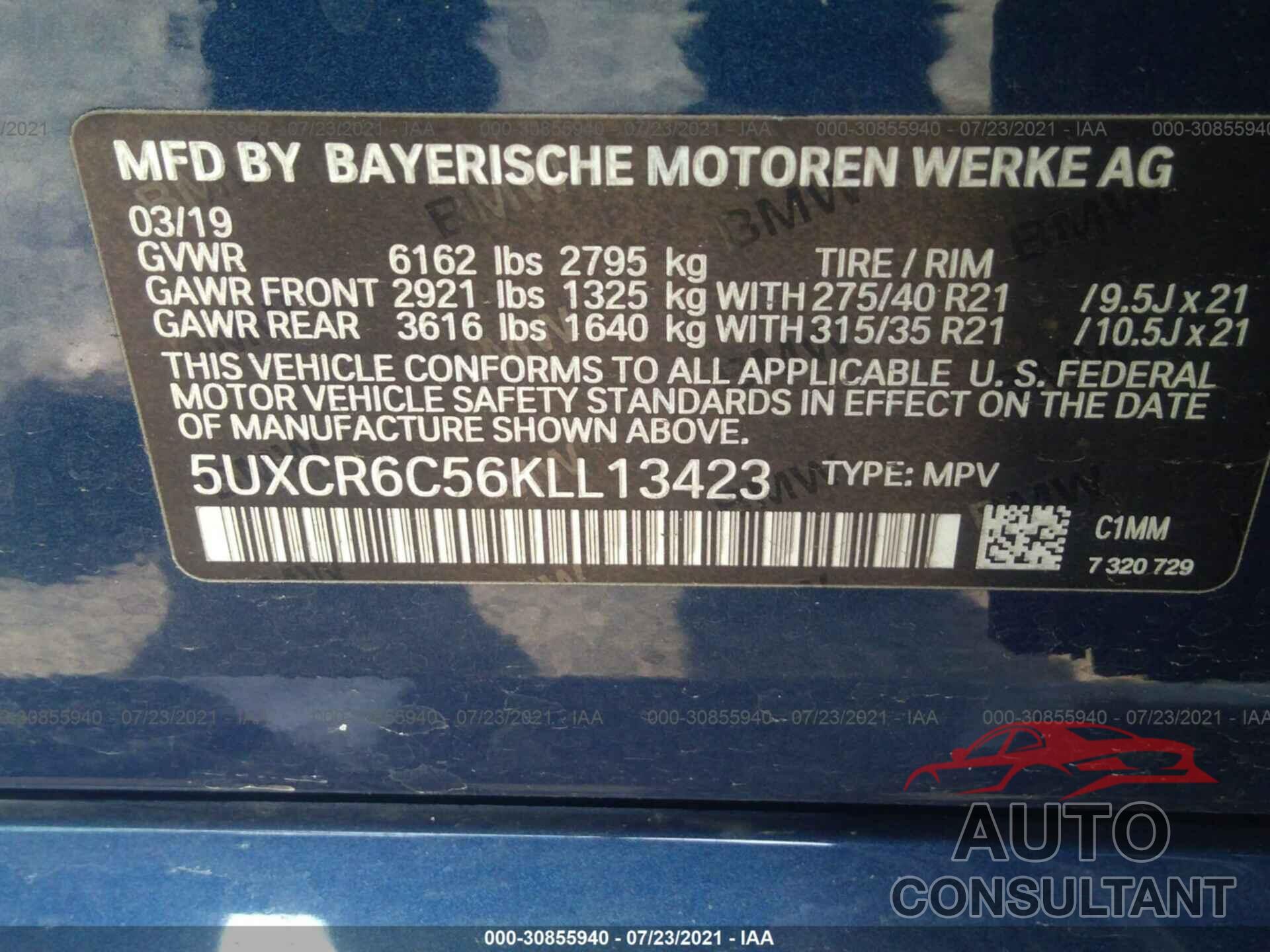 BMW X5 2019 - 5UXCR6C56KLL13423