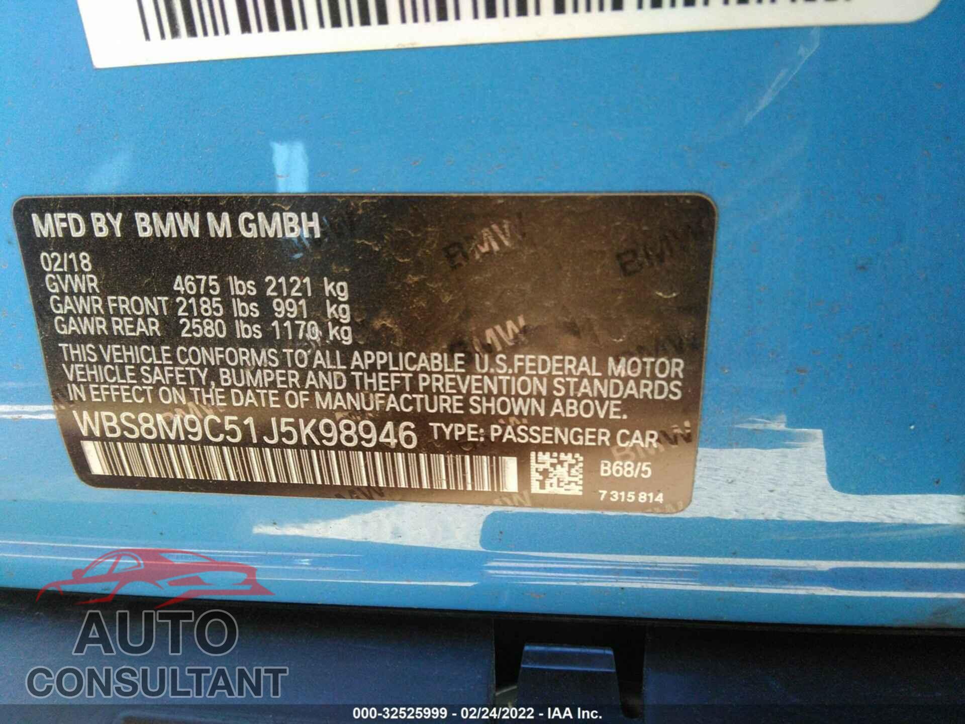 BMW M3 2018 - WBS8M9C51J5K98946