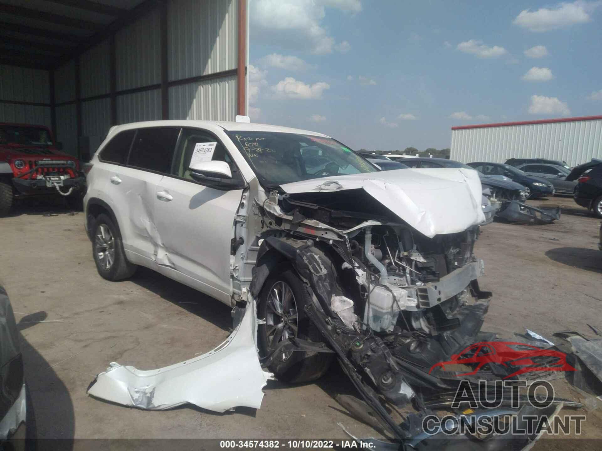 TOYOTA HIGHLANDER 2016 - 5TDZKRFH7GS182127