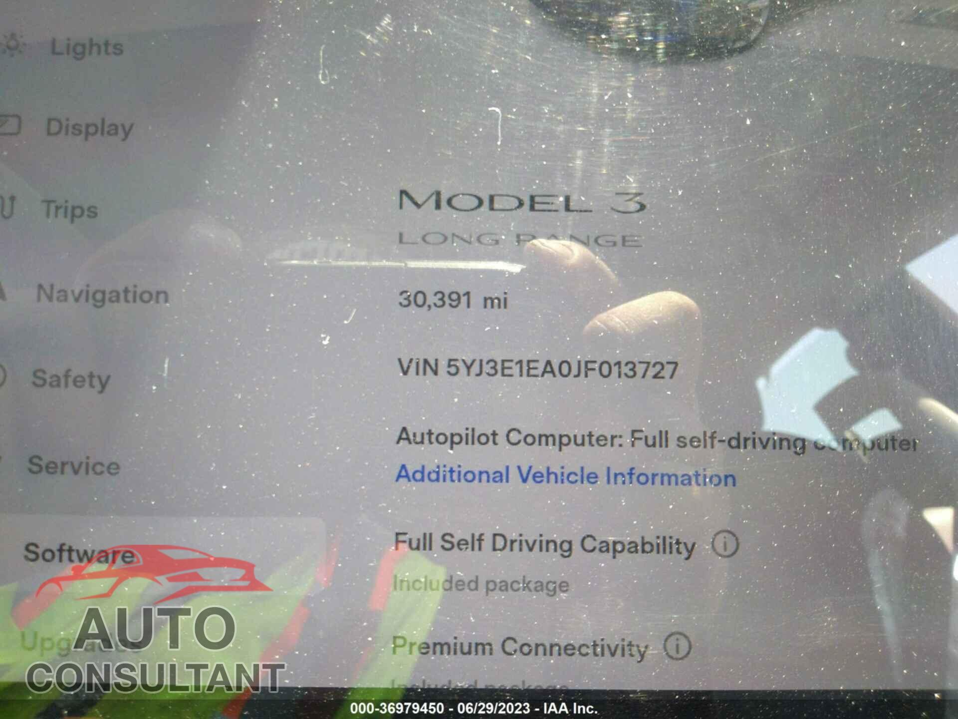 TESLA MODEL 3 2018 - 5YJ3E1EA0JF013727