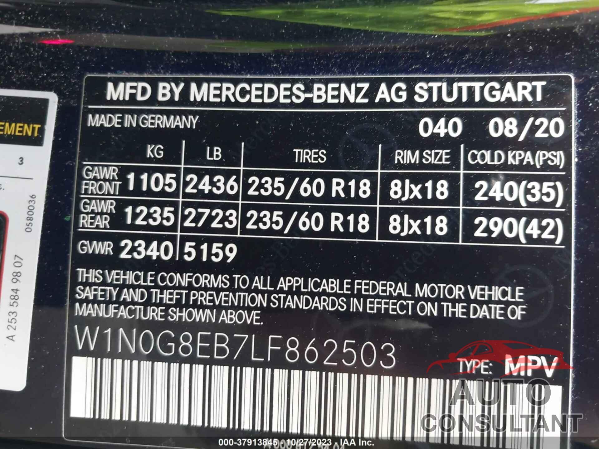 MERCEDES-BENZ GLC 2020 - W1N0G8EB7LF862503