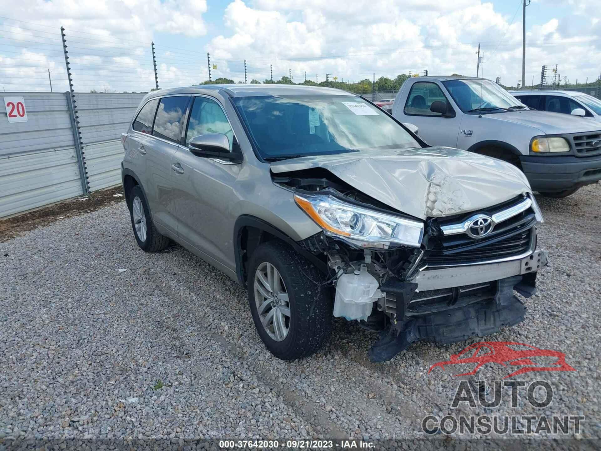 TOYOTA HIGHLANDER 2016 - 5TDZKRFH7GS137902