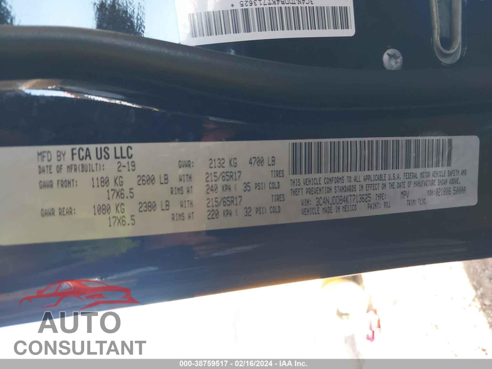 JEEP COMPASS 2019 - 3C4NJDDB4KT713625