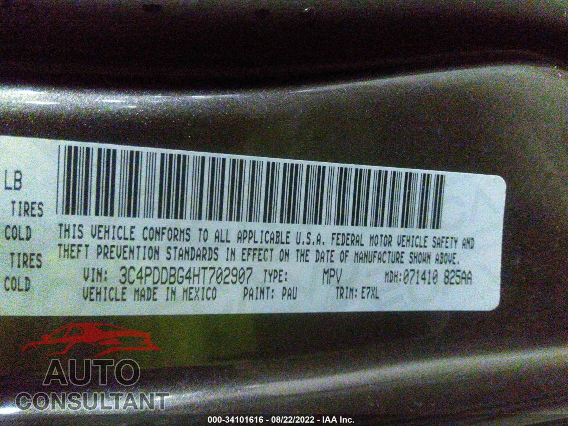 DODGE JOURNEY 2017 - 3C4PDDBG4HT702907
