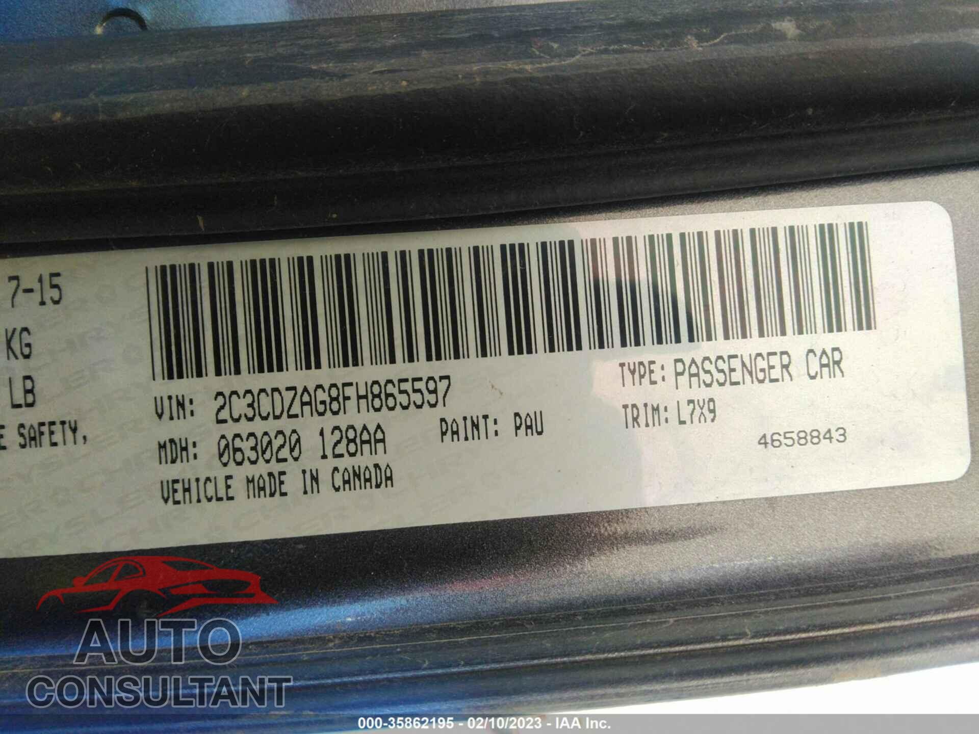 DODGE CHALLENGER 2015 - 2C3CDZAG8FH865597