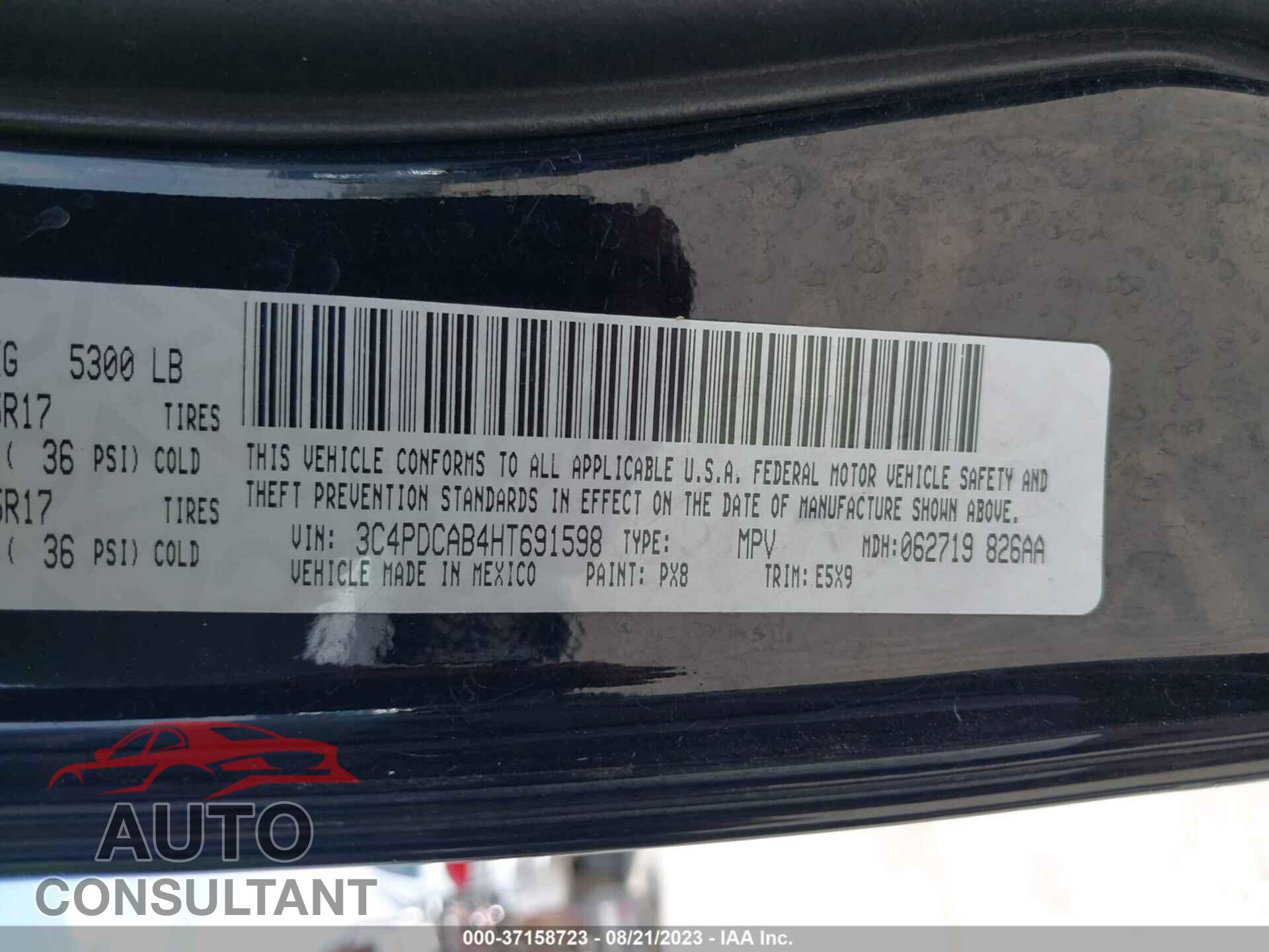 DODGE JOURNEY 2017 - 3C4PDCAB4HT691598