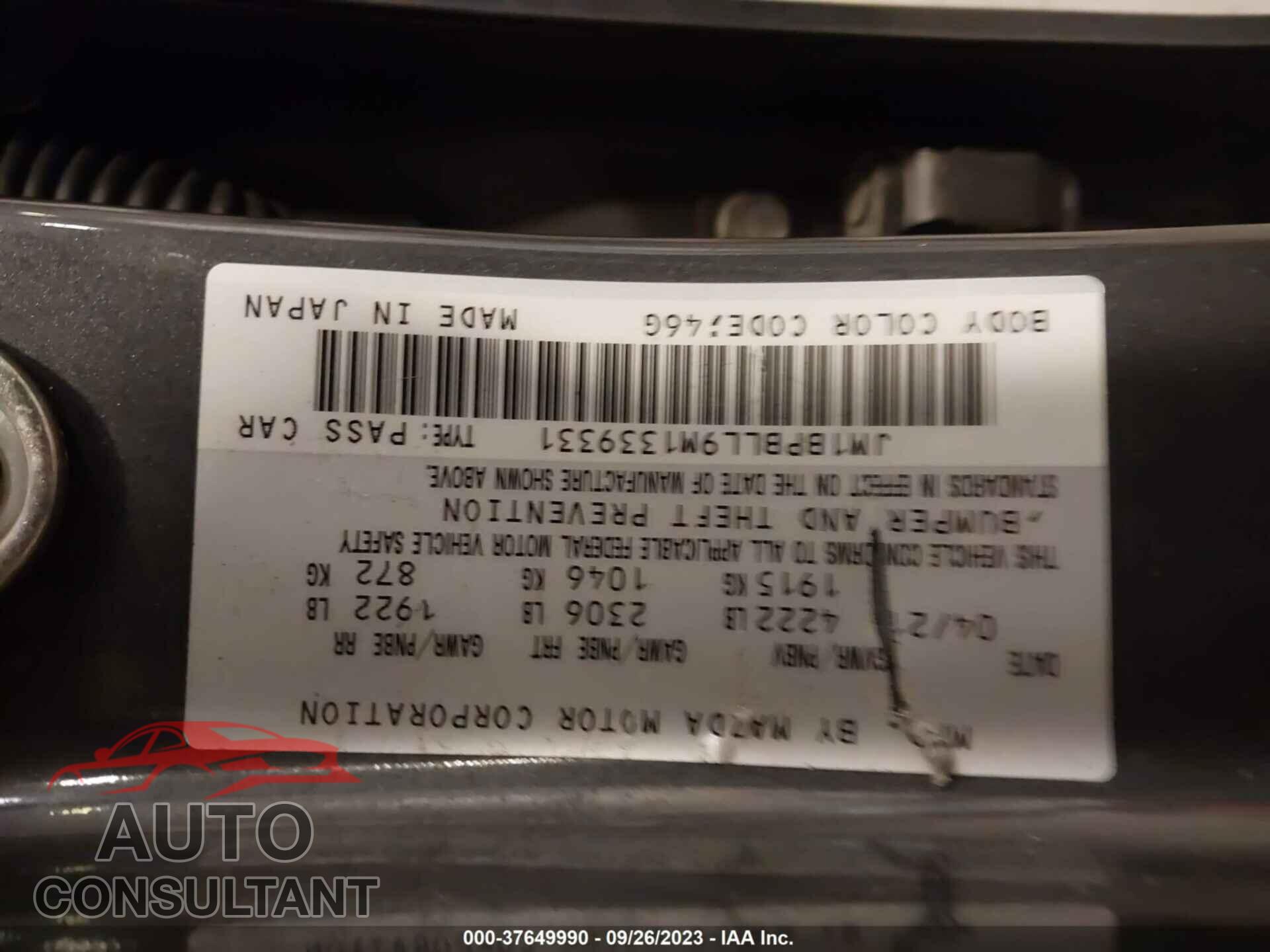MAZDA MAZDA3 HATCHBACK 2021 - JM1BPBLL9M1339331