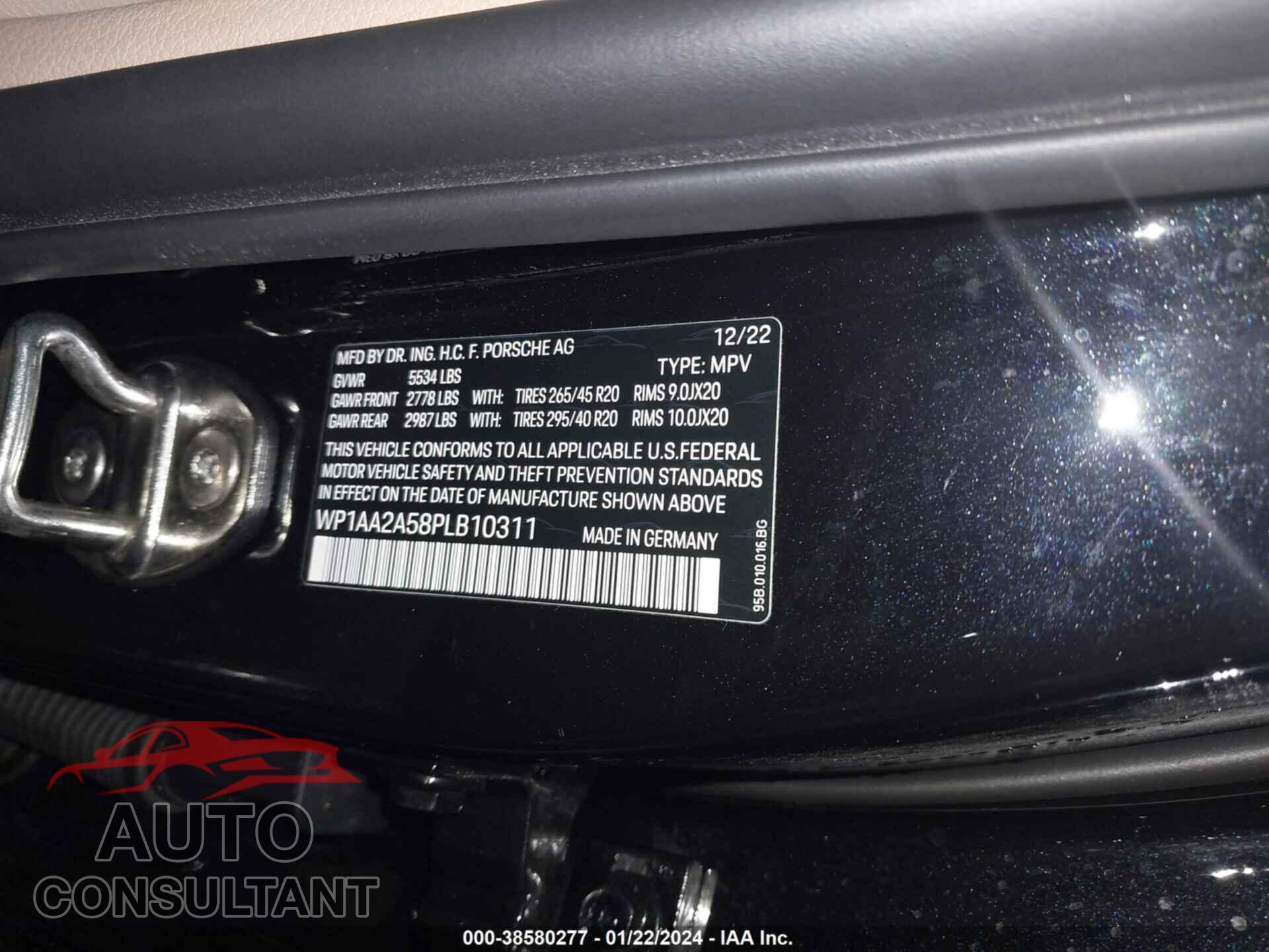 PORSCHE MACAN 2023 - WP1AA2A58PLB10311
