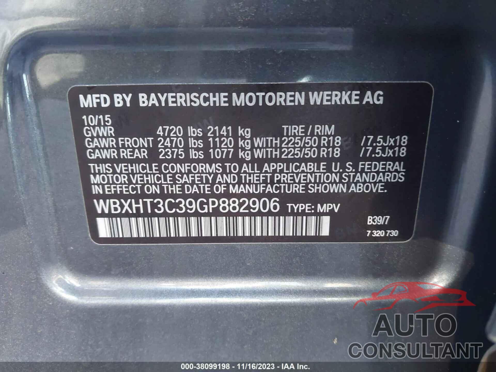 BMW X1 2016 - WBXHT3C39GP882906