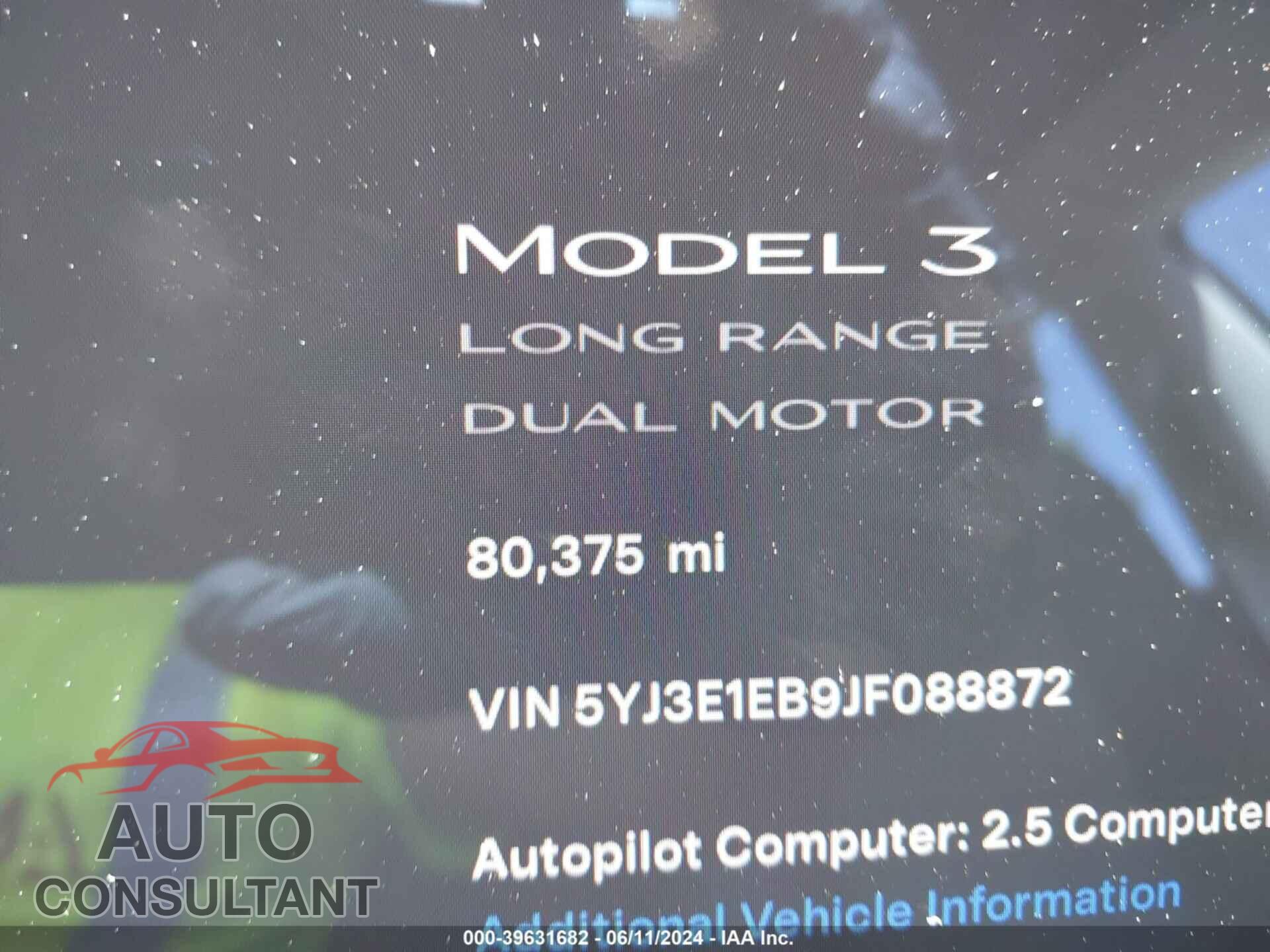 TESLA MODEL 3 2018 - 5YJ3E1EB9JF088872