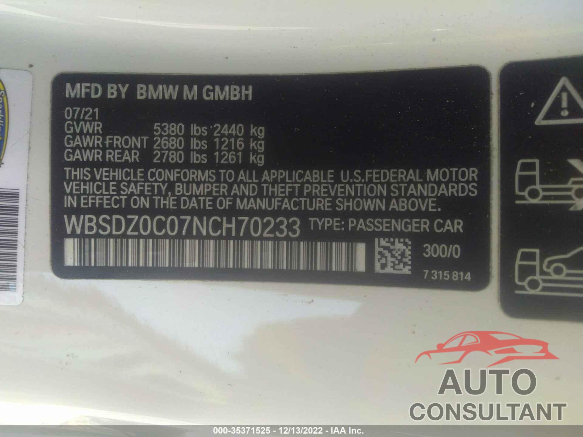 BMW M8 2022 - WBSDZ0C07NCH70233