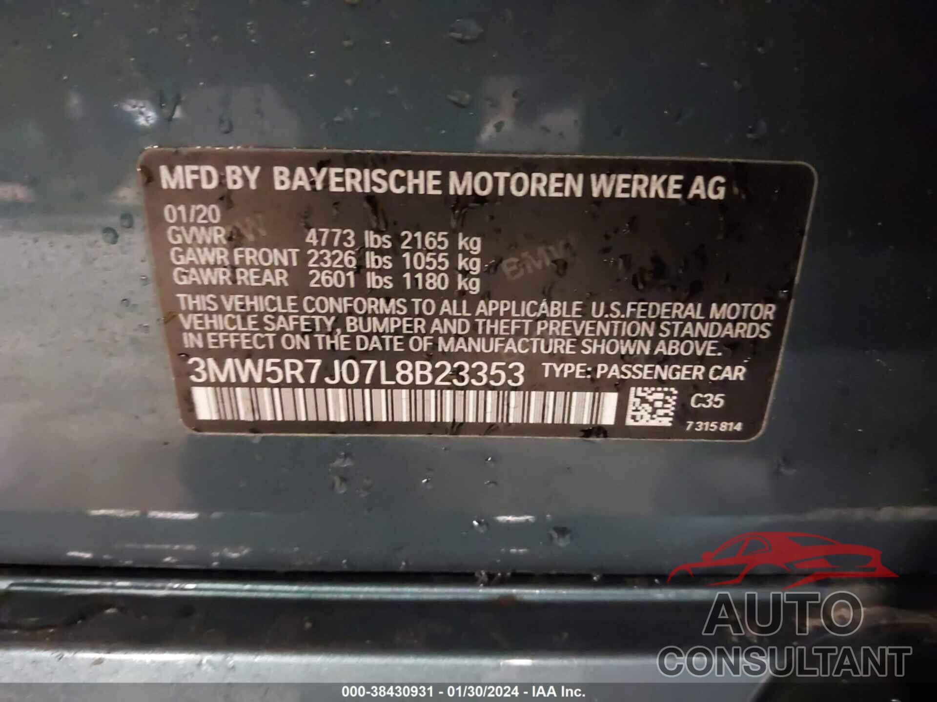 BMW 330I 2020 - 3MW5R7J07L8B23353