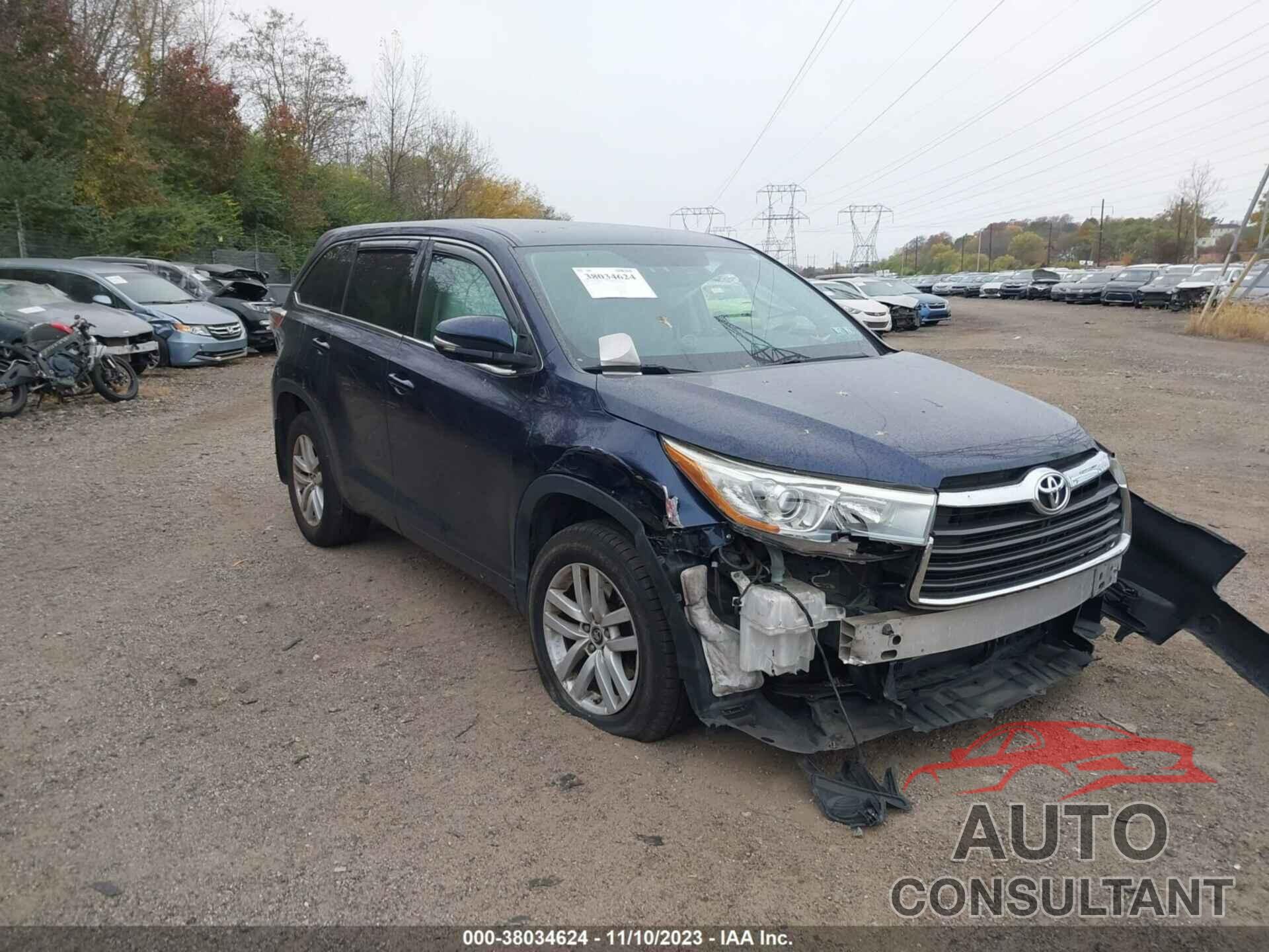 TOYOTA HIGHLANDER 2016 - 5TDBKRFH5GS342037