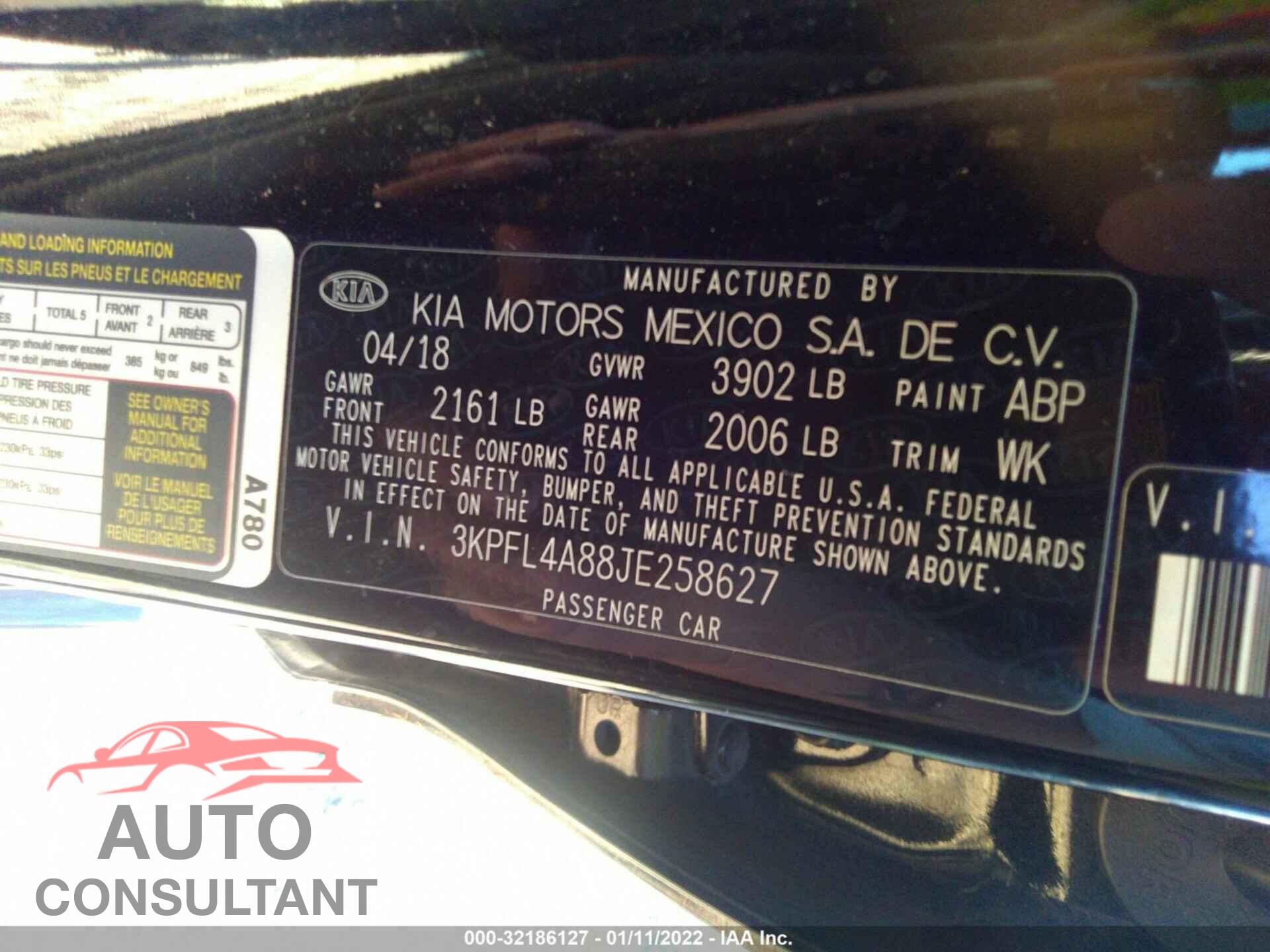 KIA FORTE 2018 - 3KPFL4A88JE258627