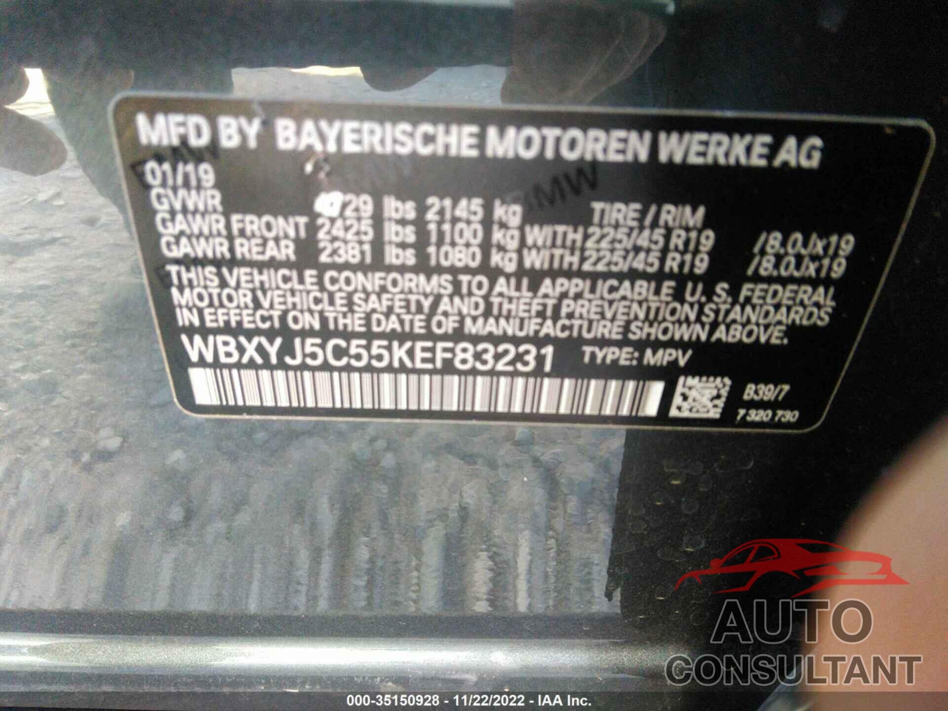BMW X2 2019 - WBXYJ5C55KEF83231