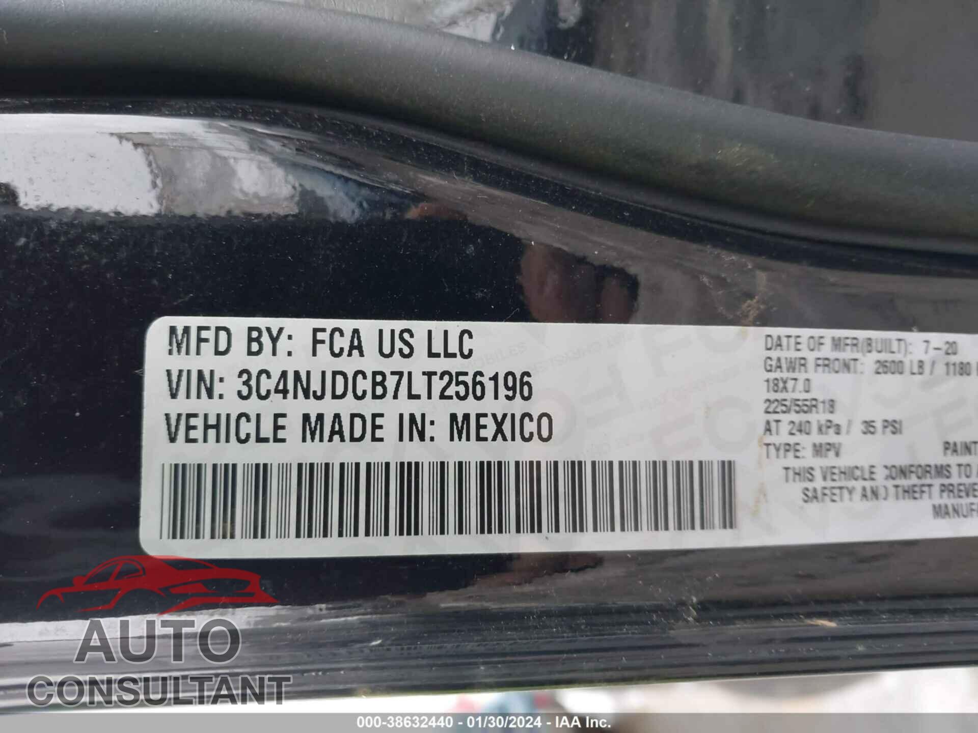 JEEP COMPASS 2020 - 3C4NJDCB7LT256196