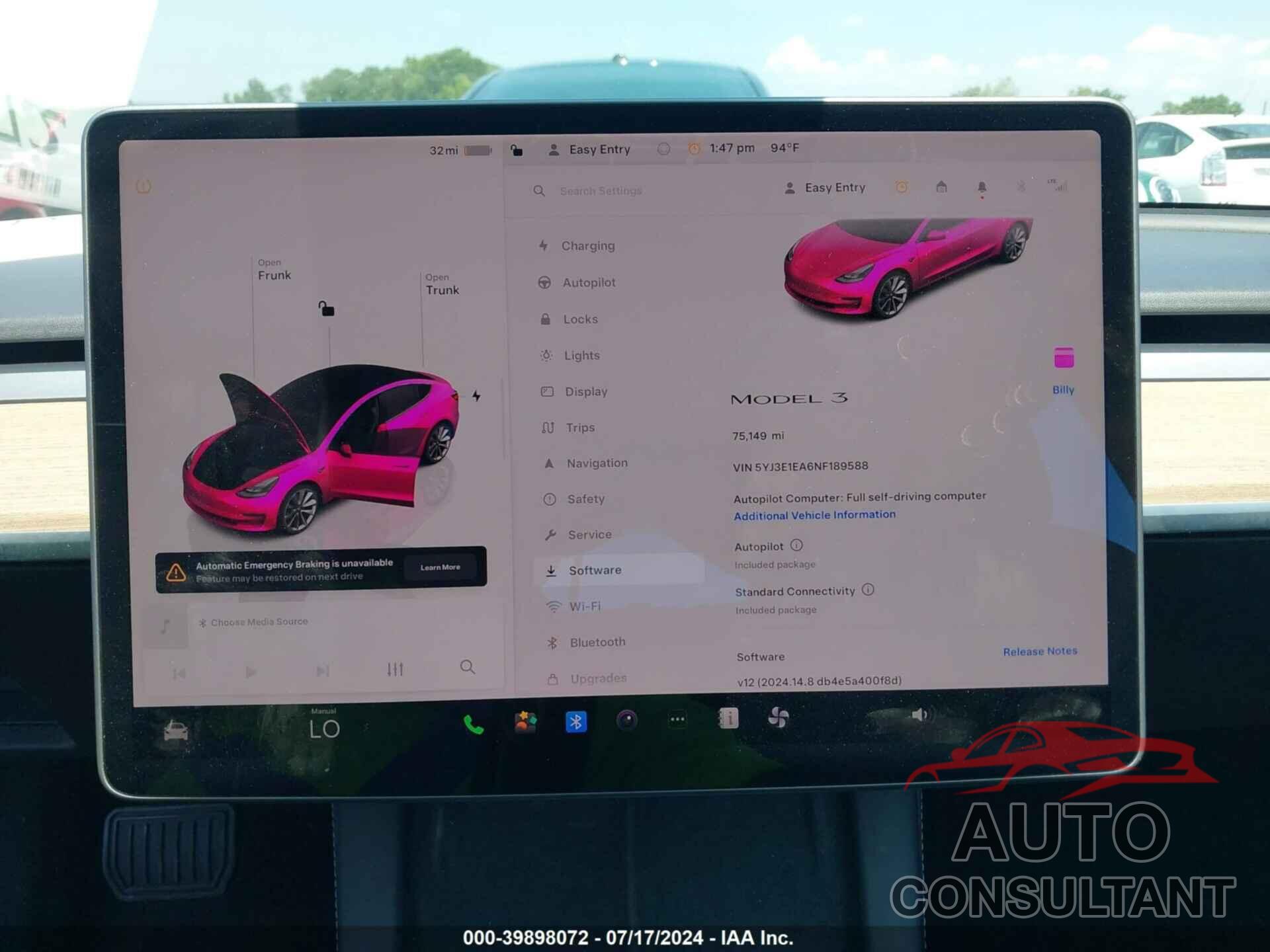 TESLA MODEL 3 2022 - 5YJ3E1EA6NF189588