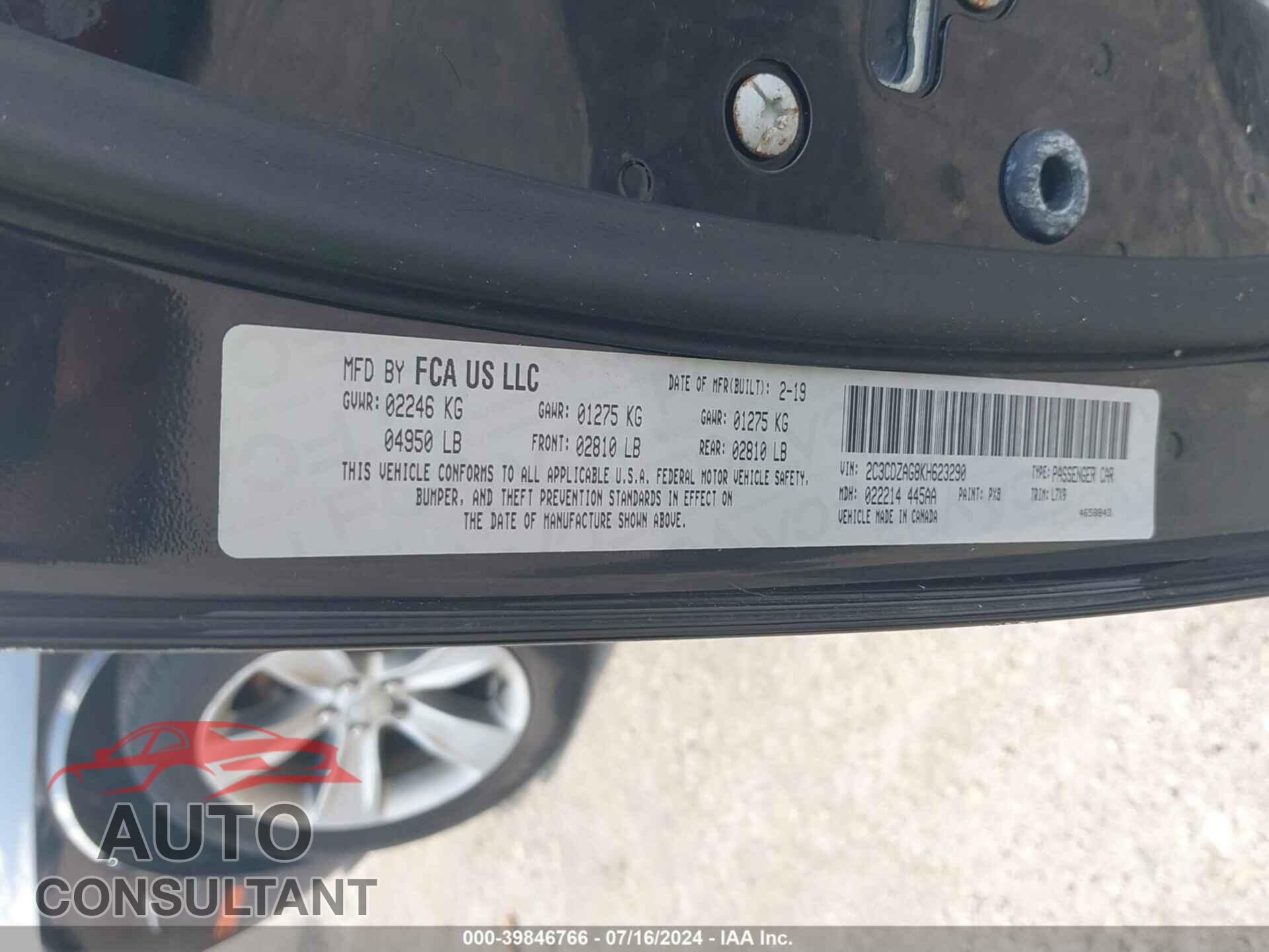 DODGE CHALLENGER 2019 - 2C3CDZAG8KH623290
