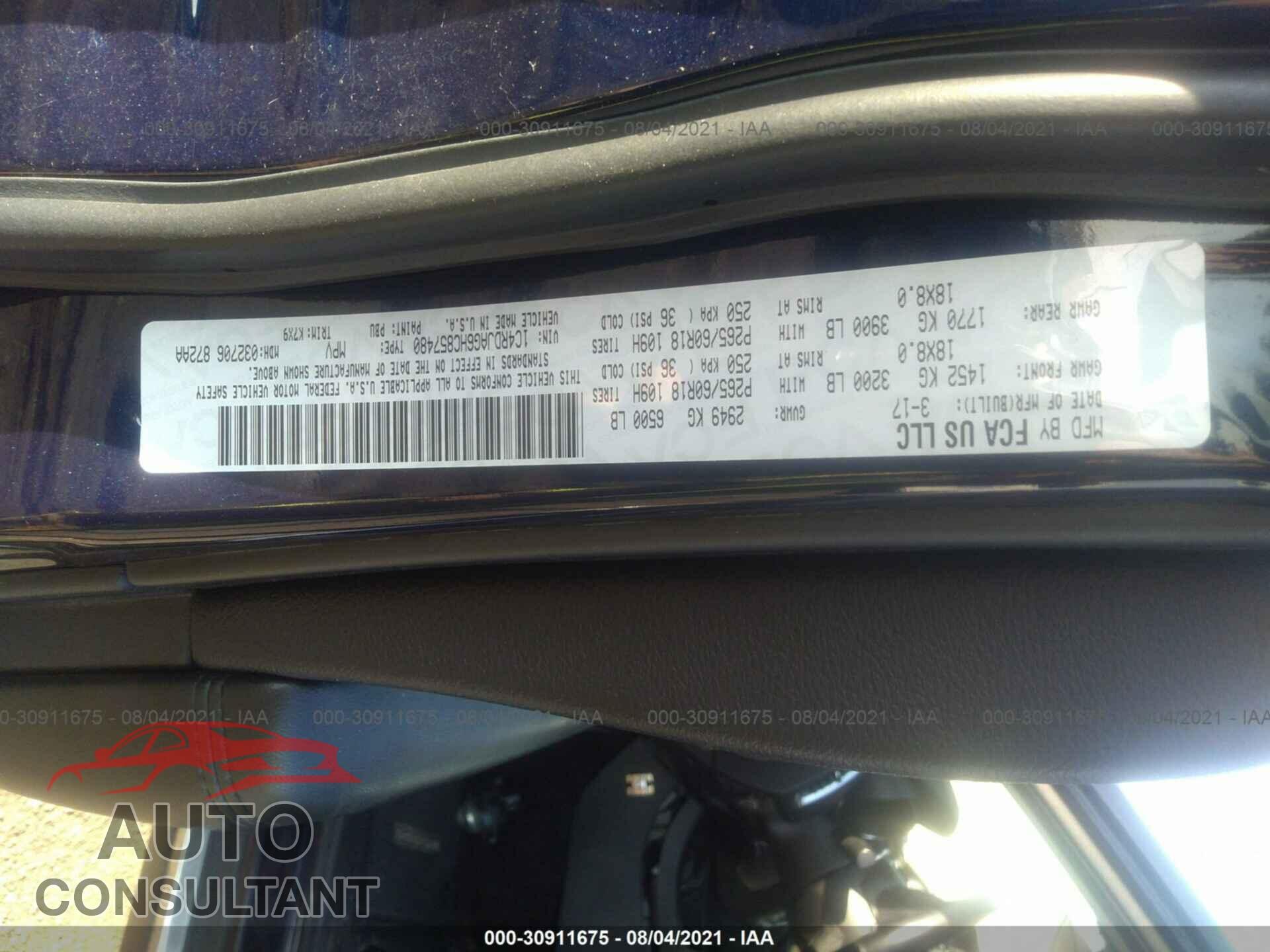 DODGE DURANGO 2017 - 1C4RDJAG6HC857480