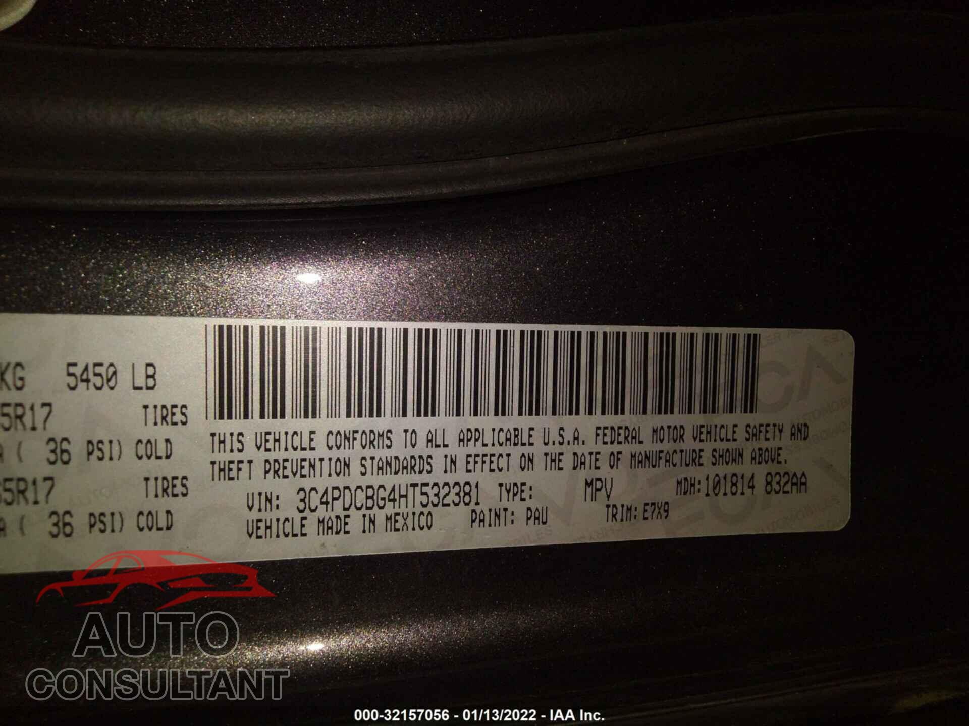 DODGE JOURNEY 2017 - 3C4PDCBG4HT532381