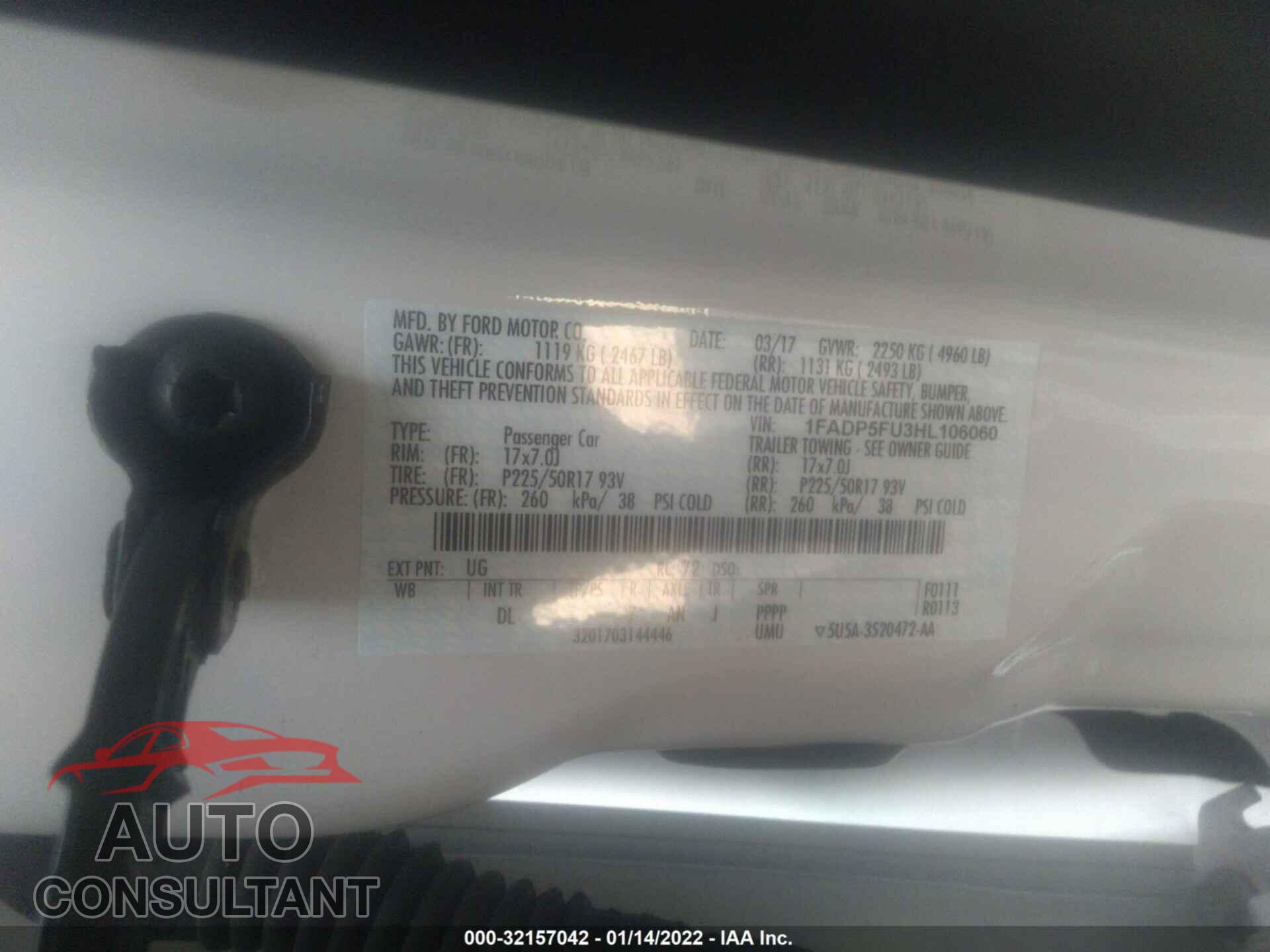 FORD C-MAX ENERGI 2017 - 1FADP5FU3HL106060