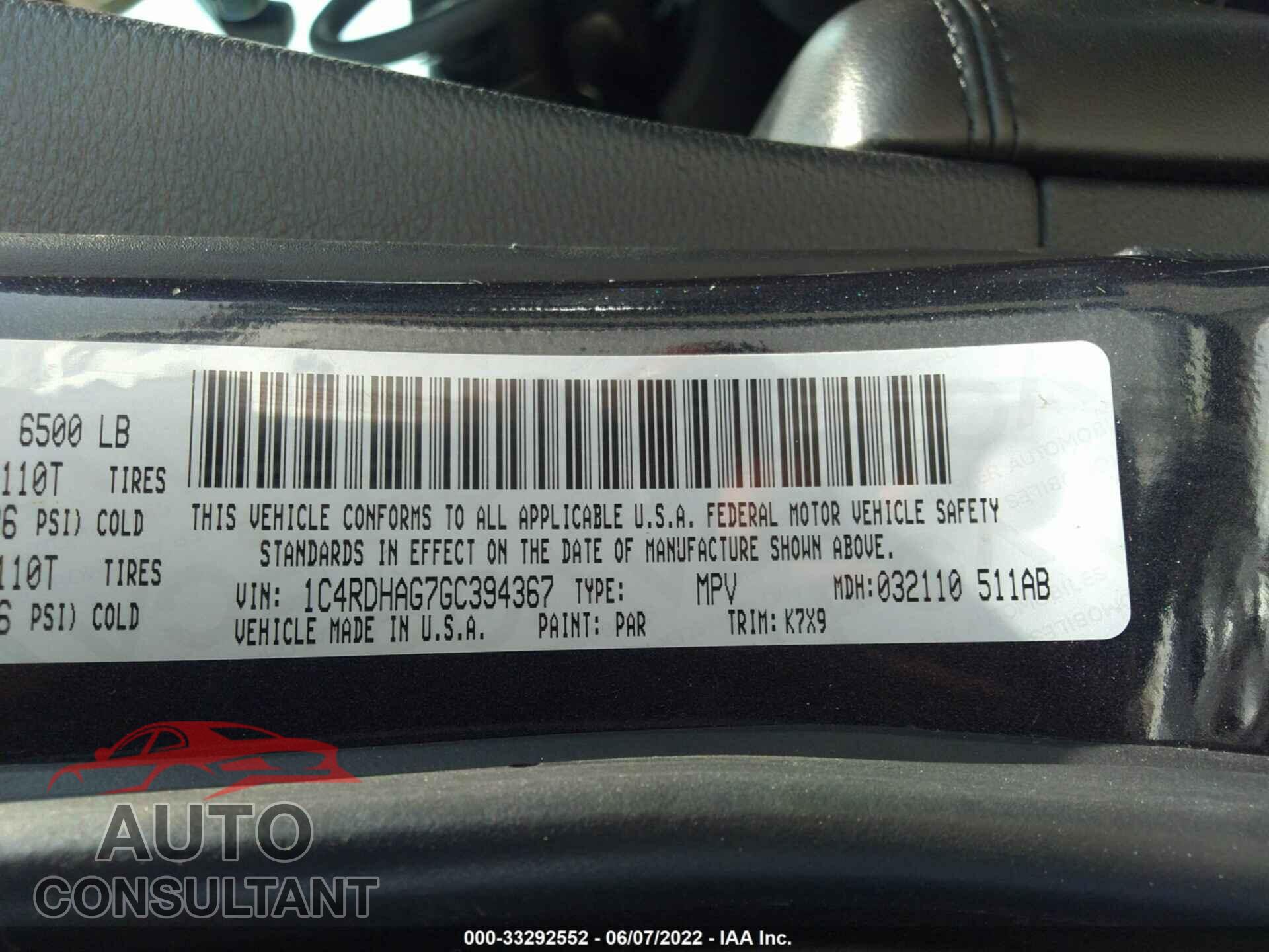 DODGE DURANGO 2016 - 1C4RDHAG7GC394367