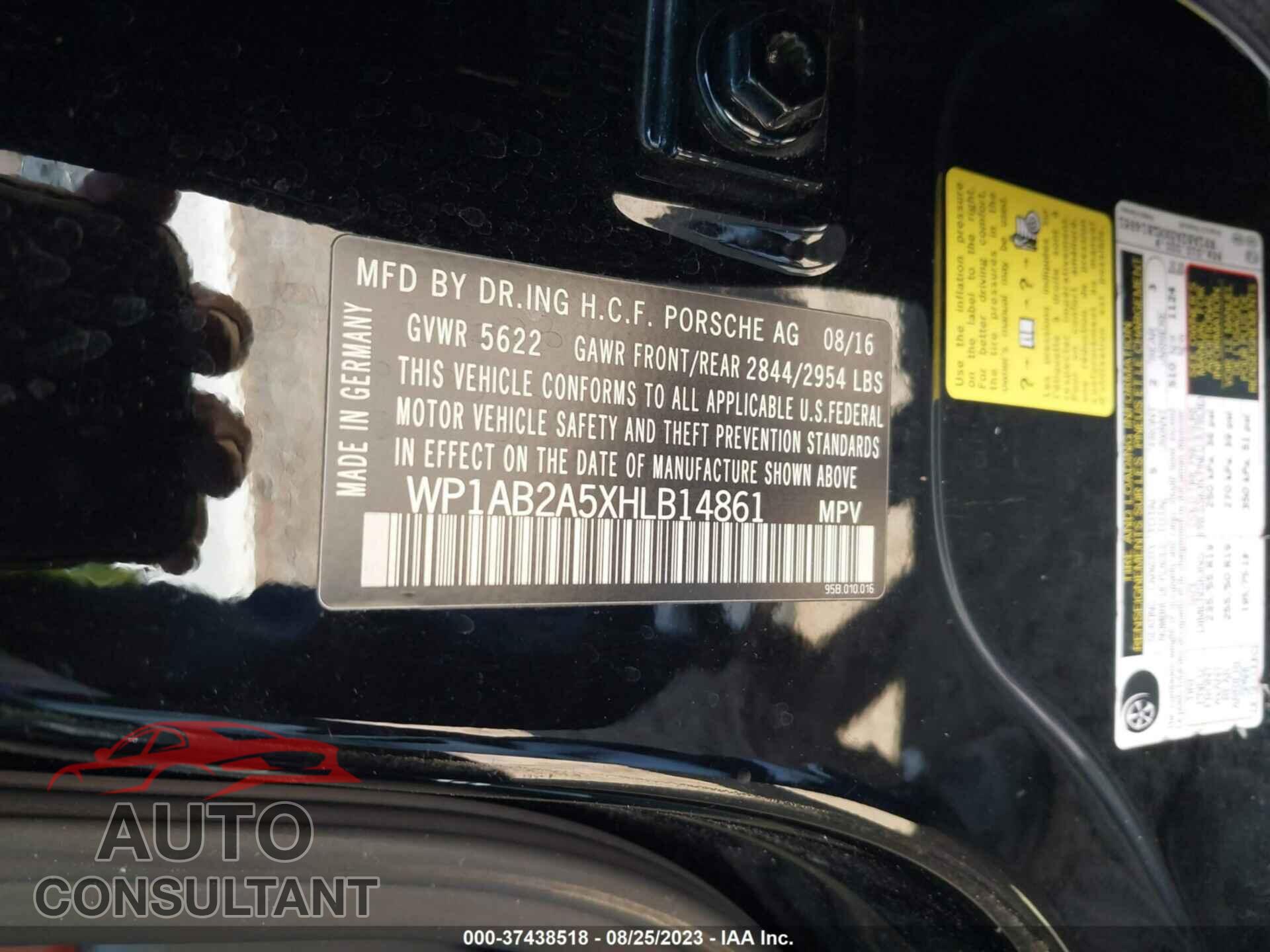 PORSCHE MACAN 2017 - WP1AB2A5XHLB14861