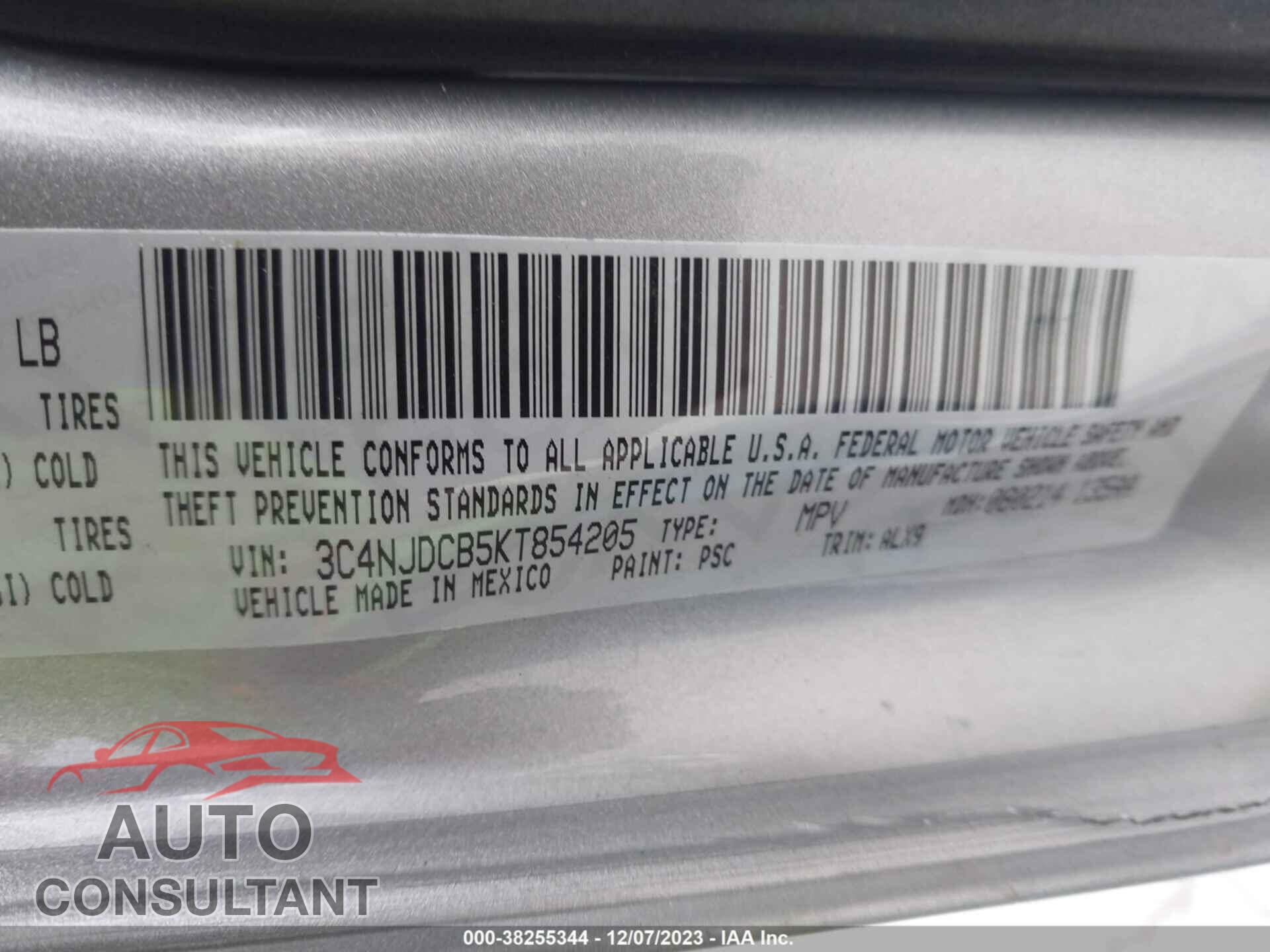 JEEP COMPASS 2019 - 3C4NJDCB5KT854205