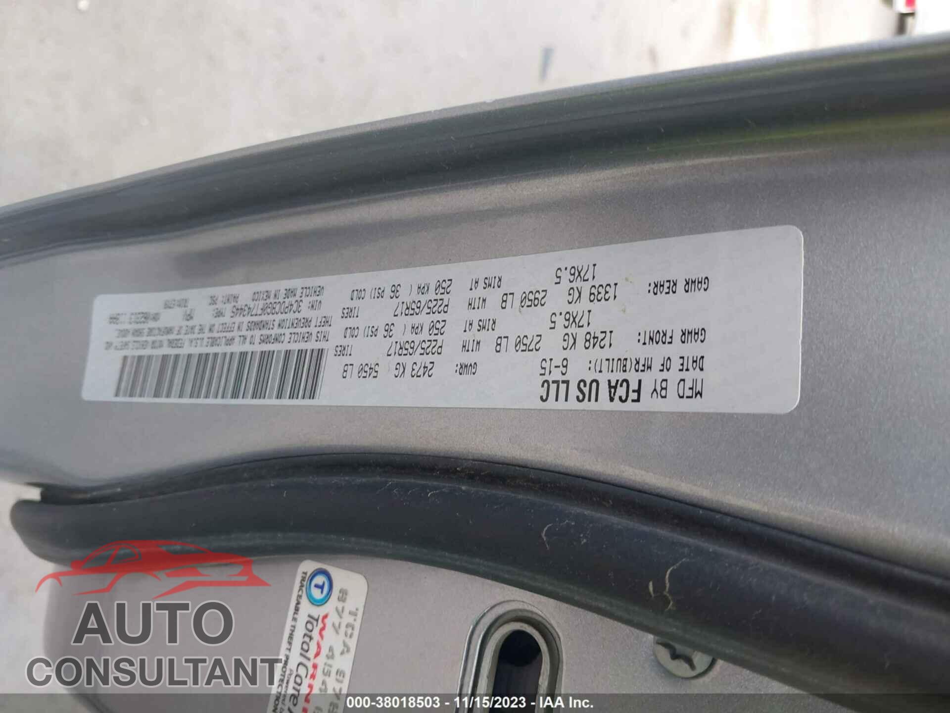 DODGE JOURNEY 2015 - 3C4PDCBG0FT743445