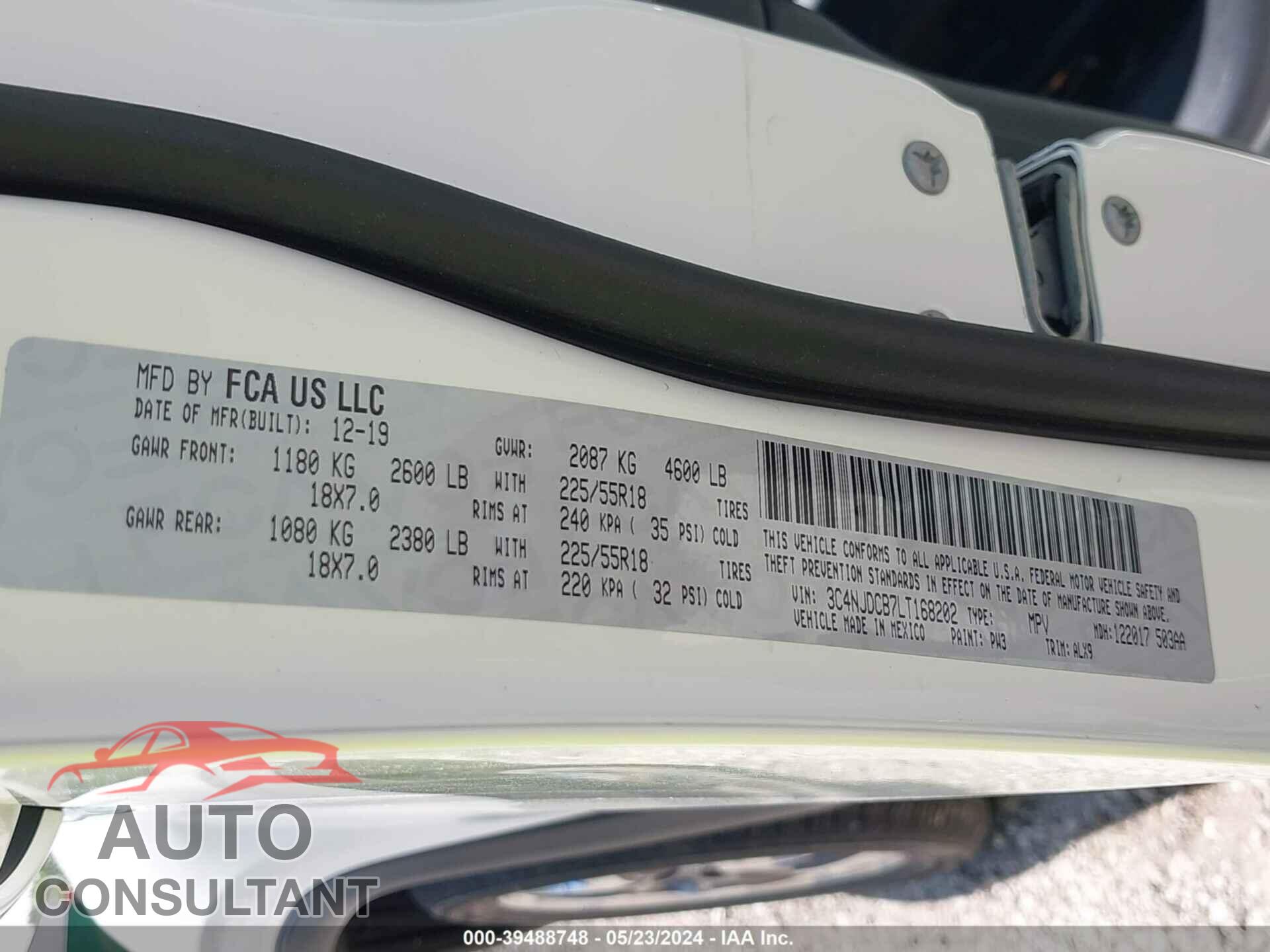 JEEP COMPASS 2020 - 3C4NJDCB7LT168202