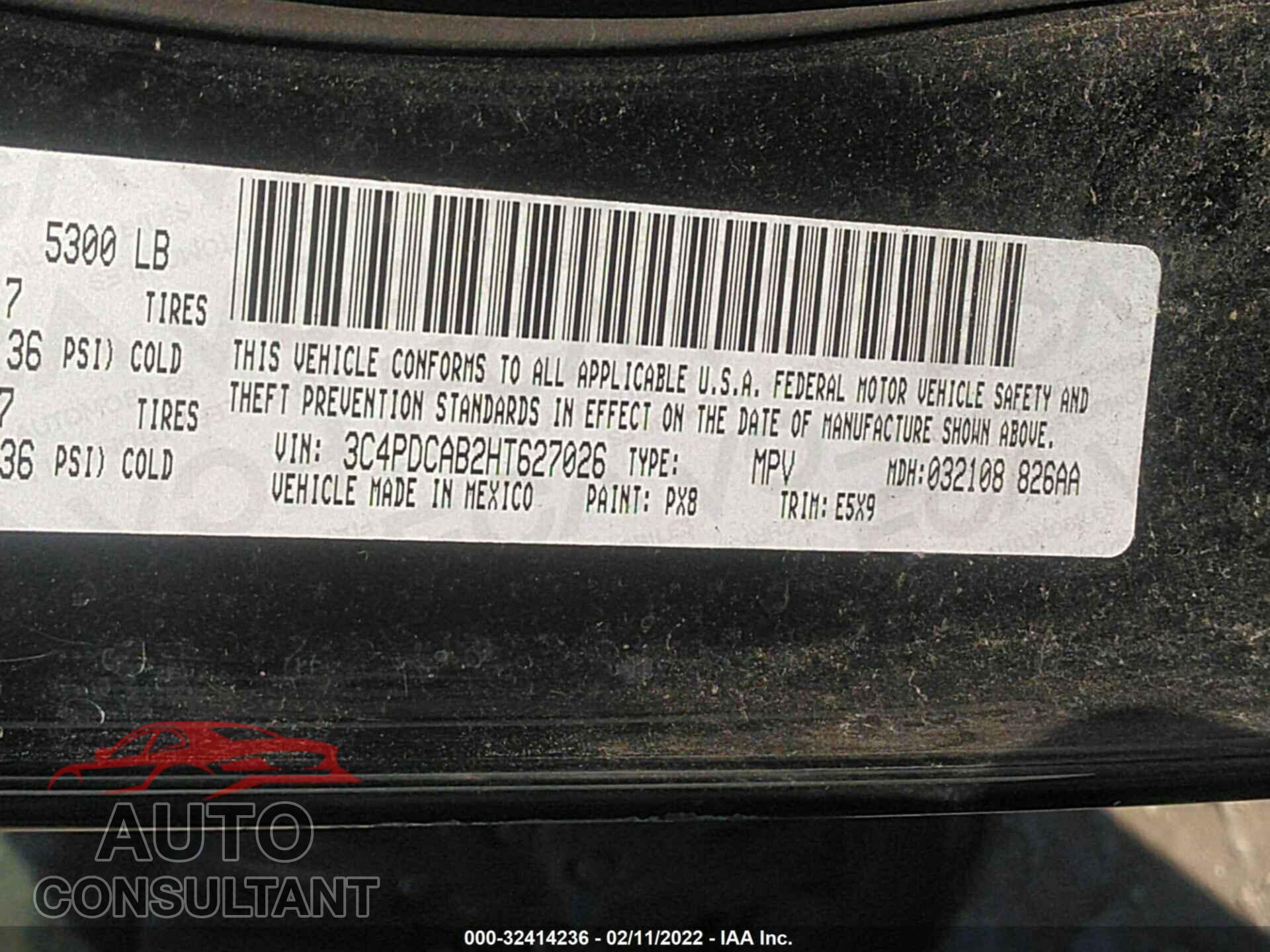 DODGE JOURNEY 2017 - 3C4PDCAB2HT627026