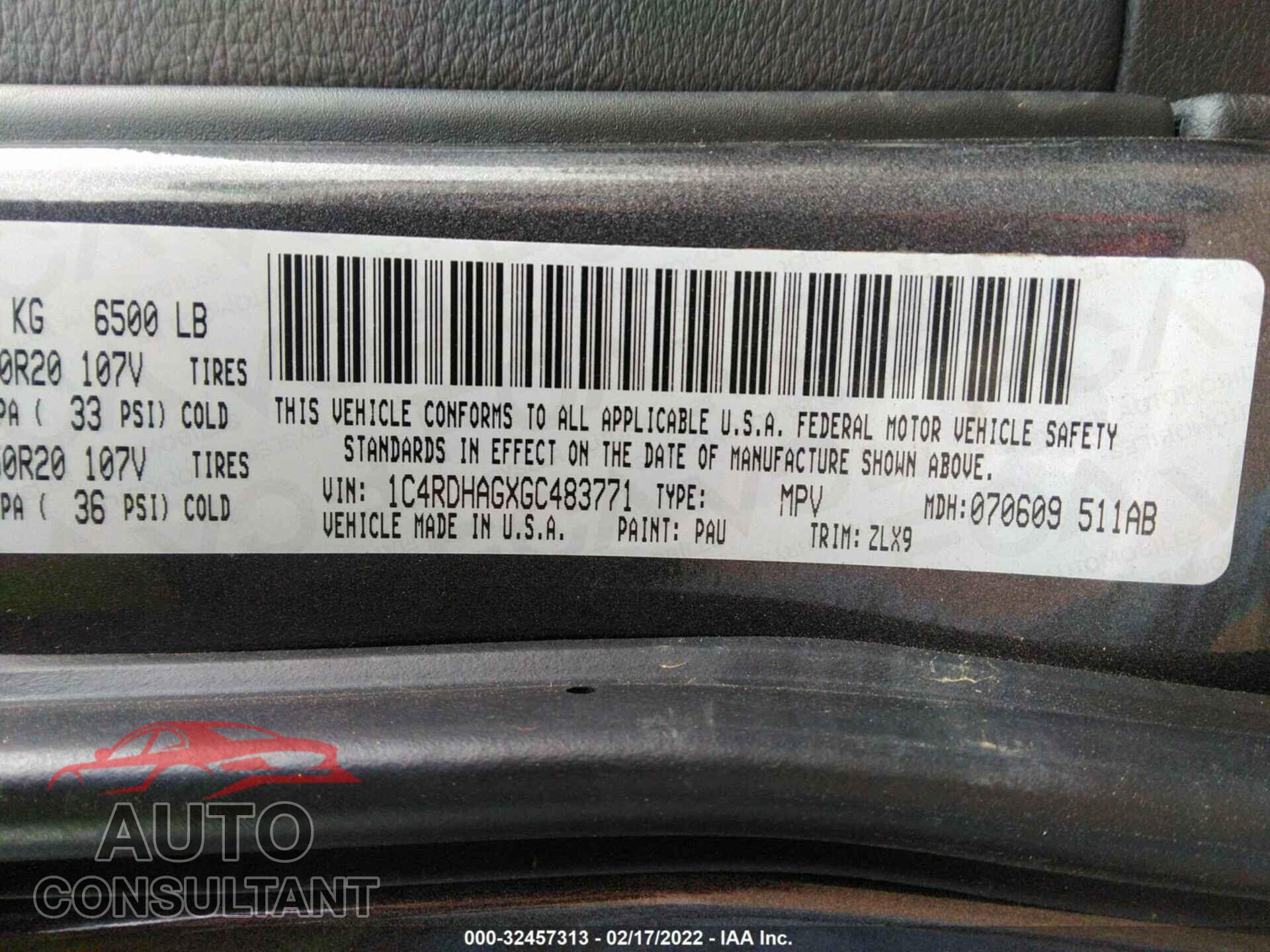 DODGE DURANGO 2016 - 1C4RDHAGXGC483771