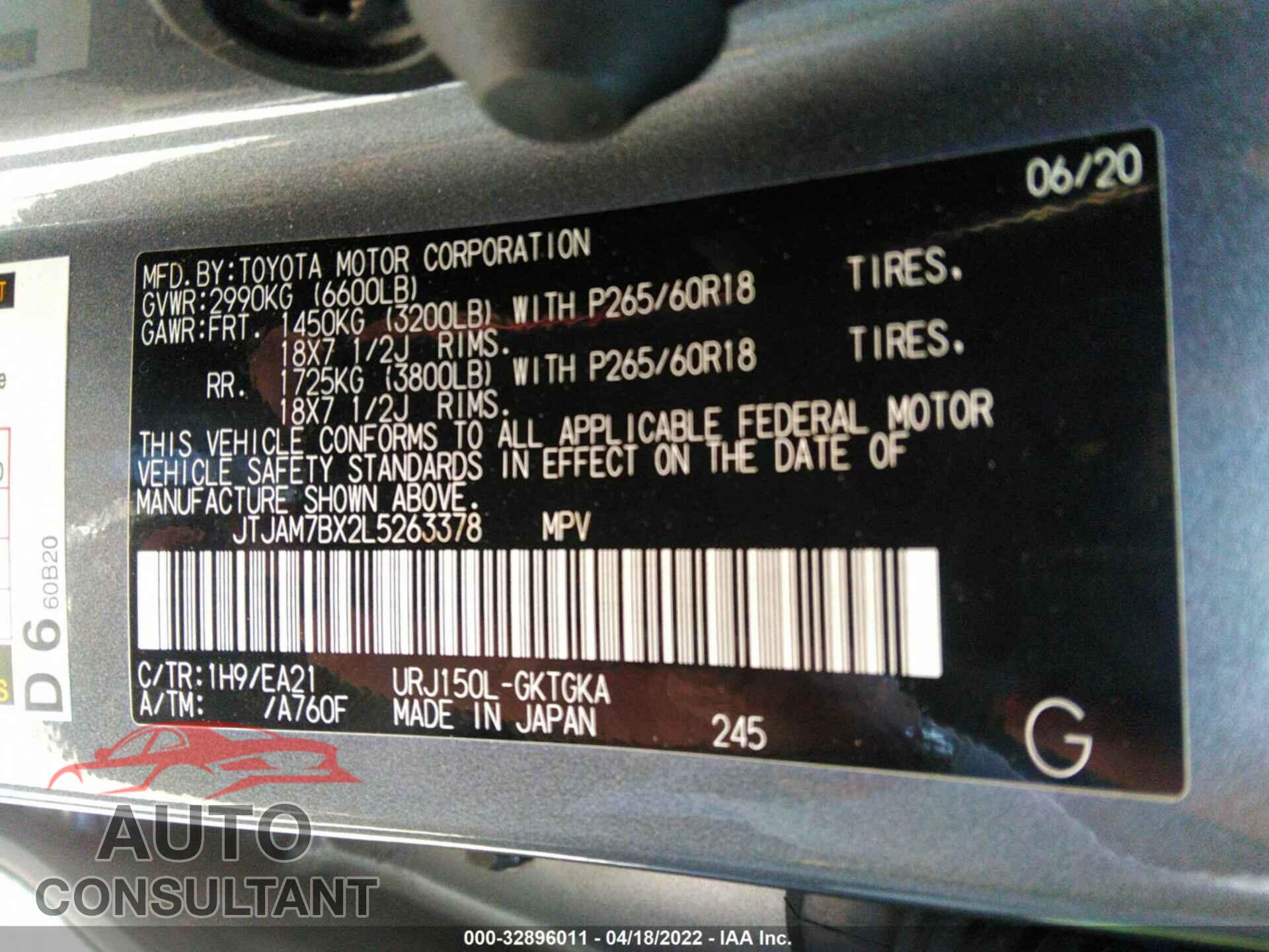 LEXUS GX 2020 - JTJAM7BX2L5263378