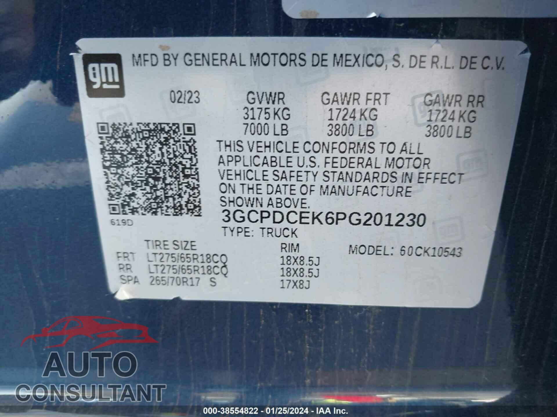 CHEVROLET SILVERADO 1500 2023 - 3GCPDCEK6PG201230