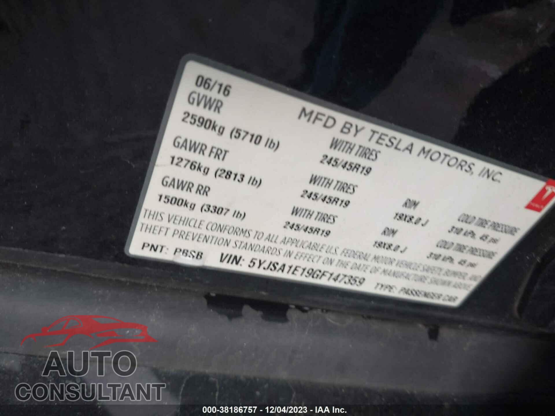 TESLA MODEL S 2016 - 5YJSA1E19GF147359