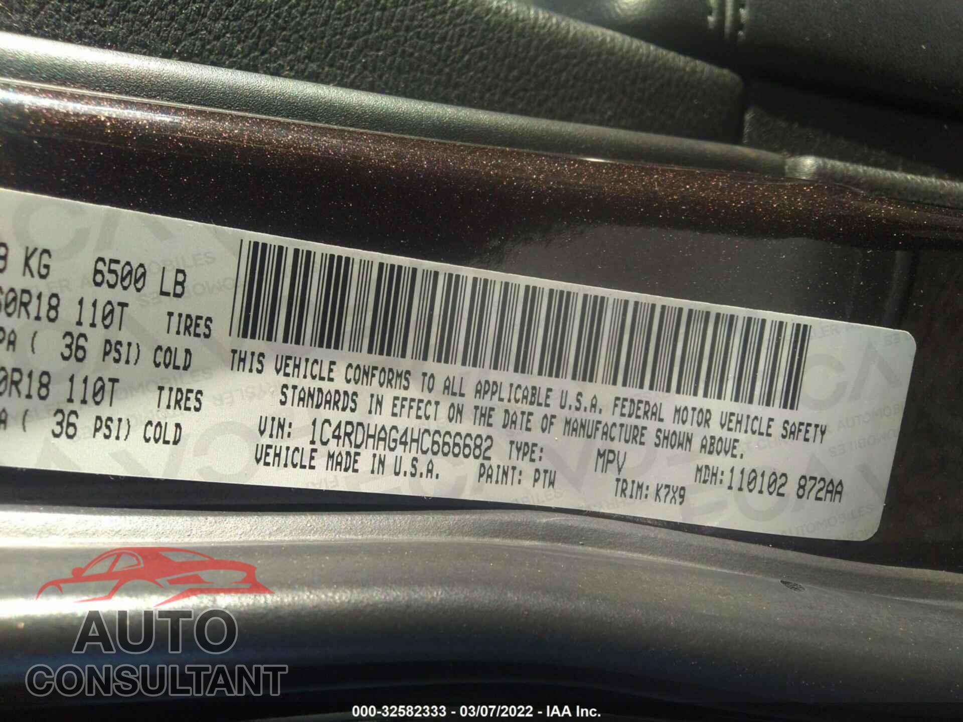 DODGE DURANGO 2017 - 1C4RDHAG4HC666682